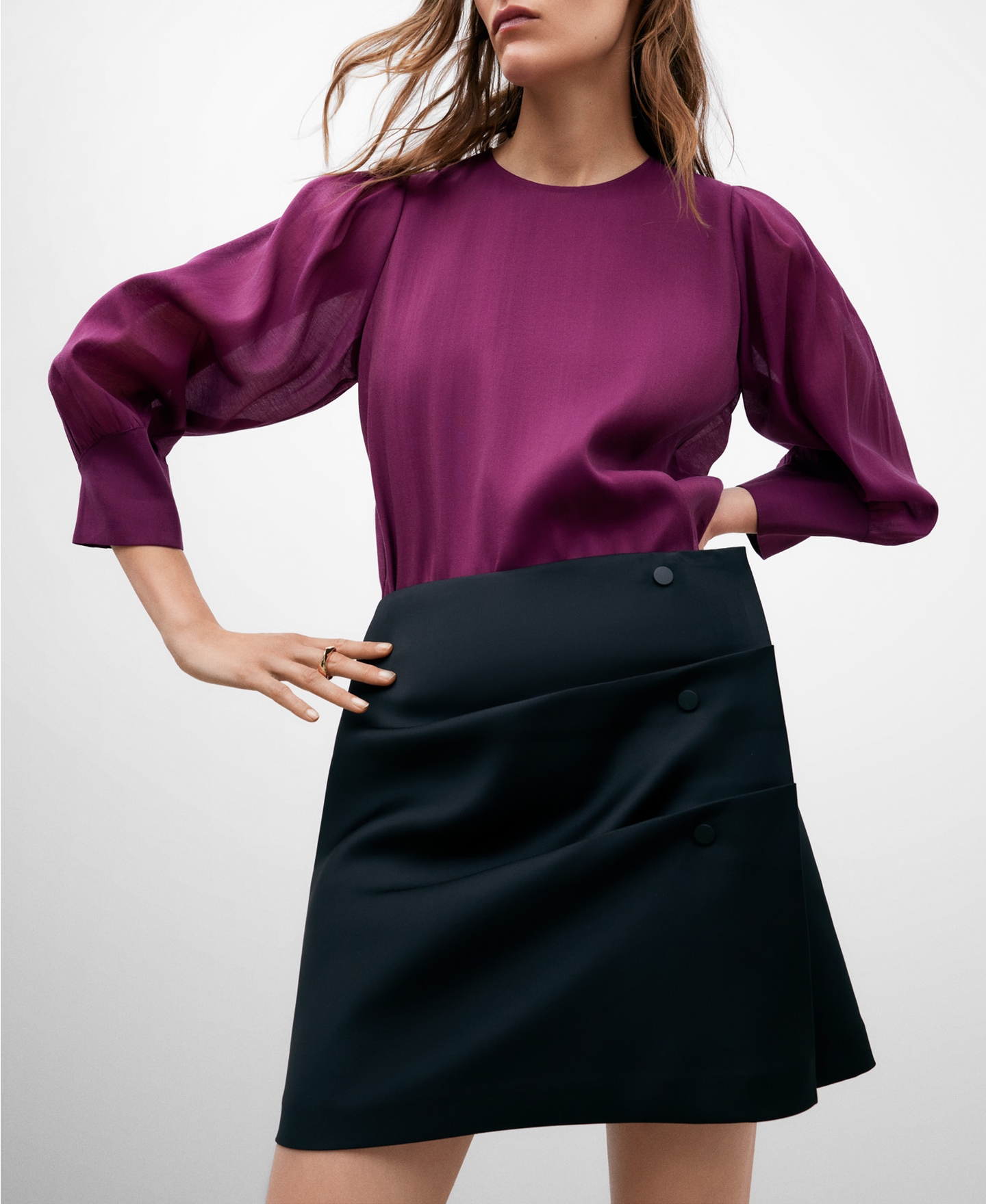 Purple puffed blouse image number 0