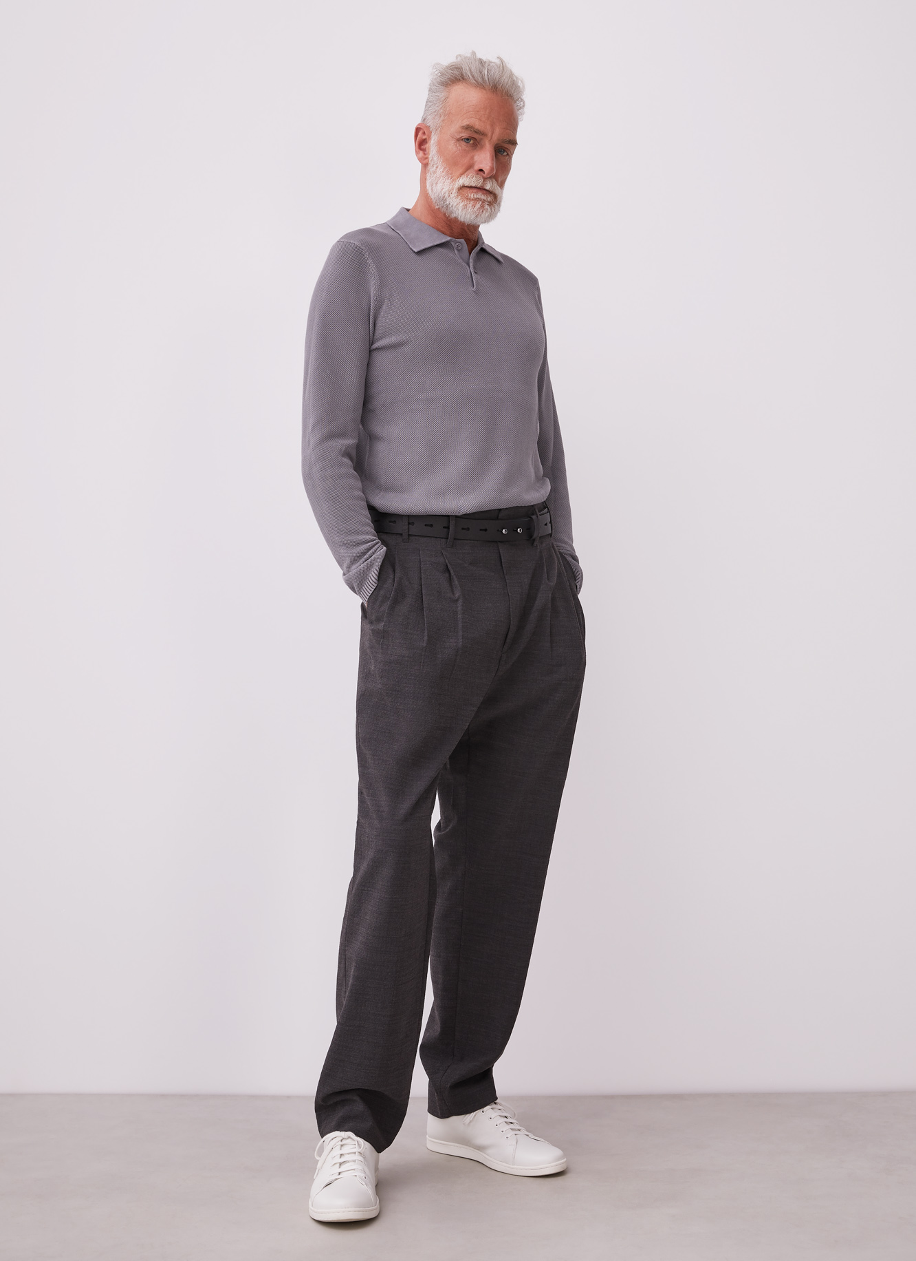 Cotton pique polo shirt with long sleeve image number 4