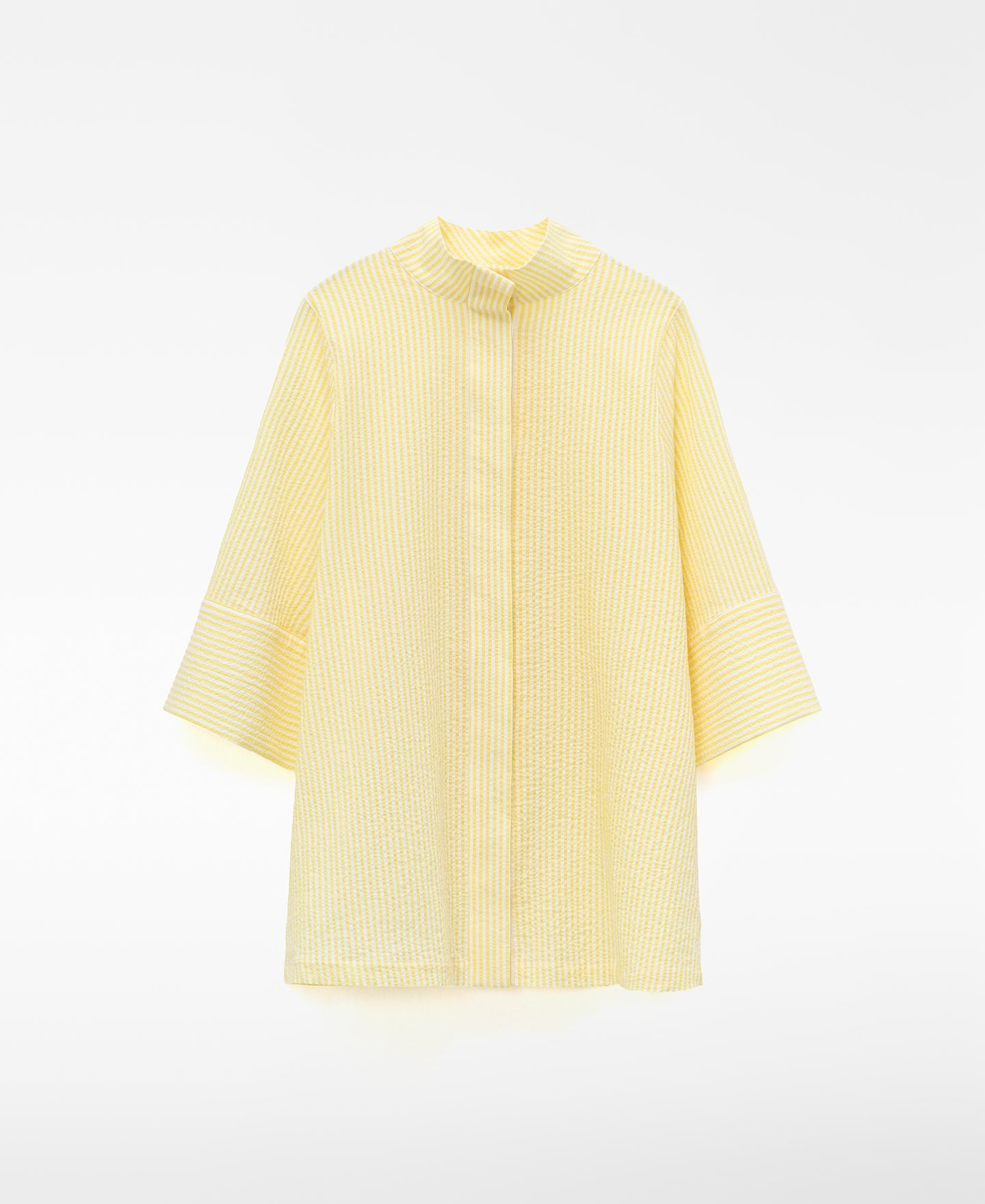 Cotton seersucker striped shirt image number 4