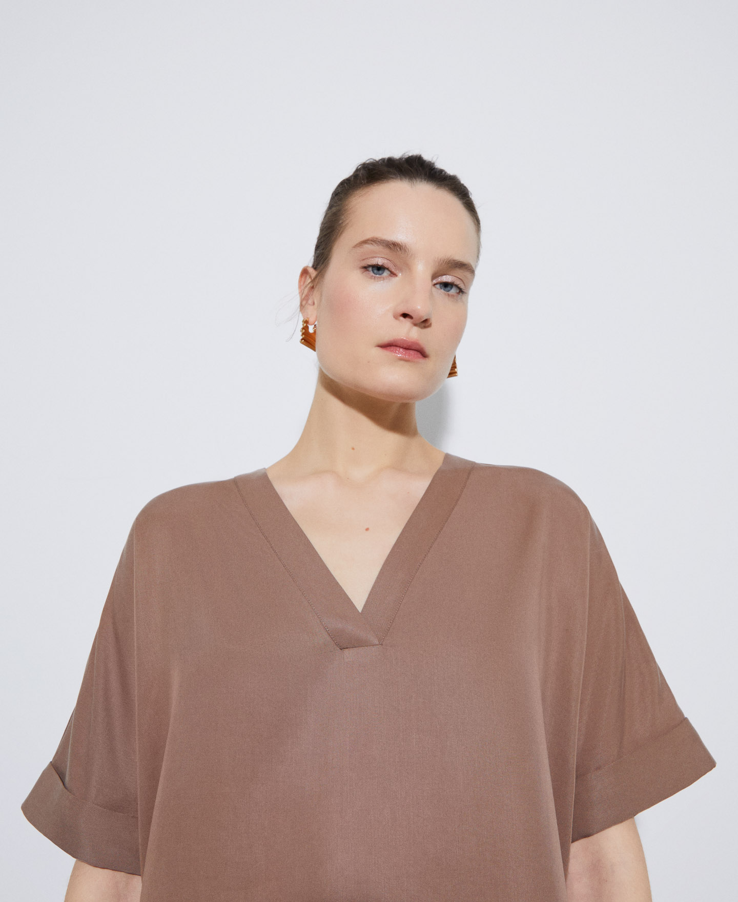 Short sleeve japanese blouse in lyocell image number 3