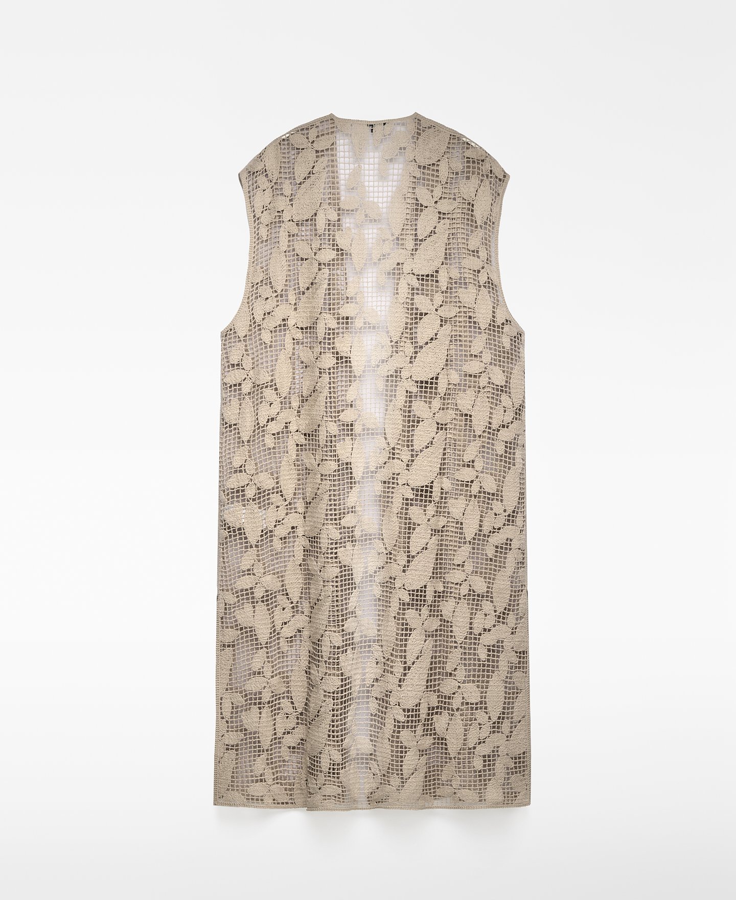 Lace-knit vest with leaves detail woman image number 5
