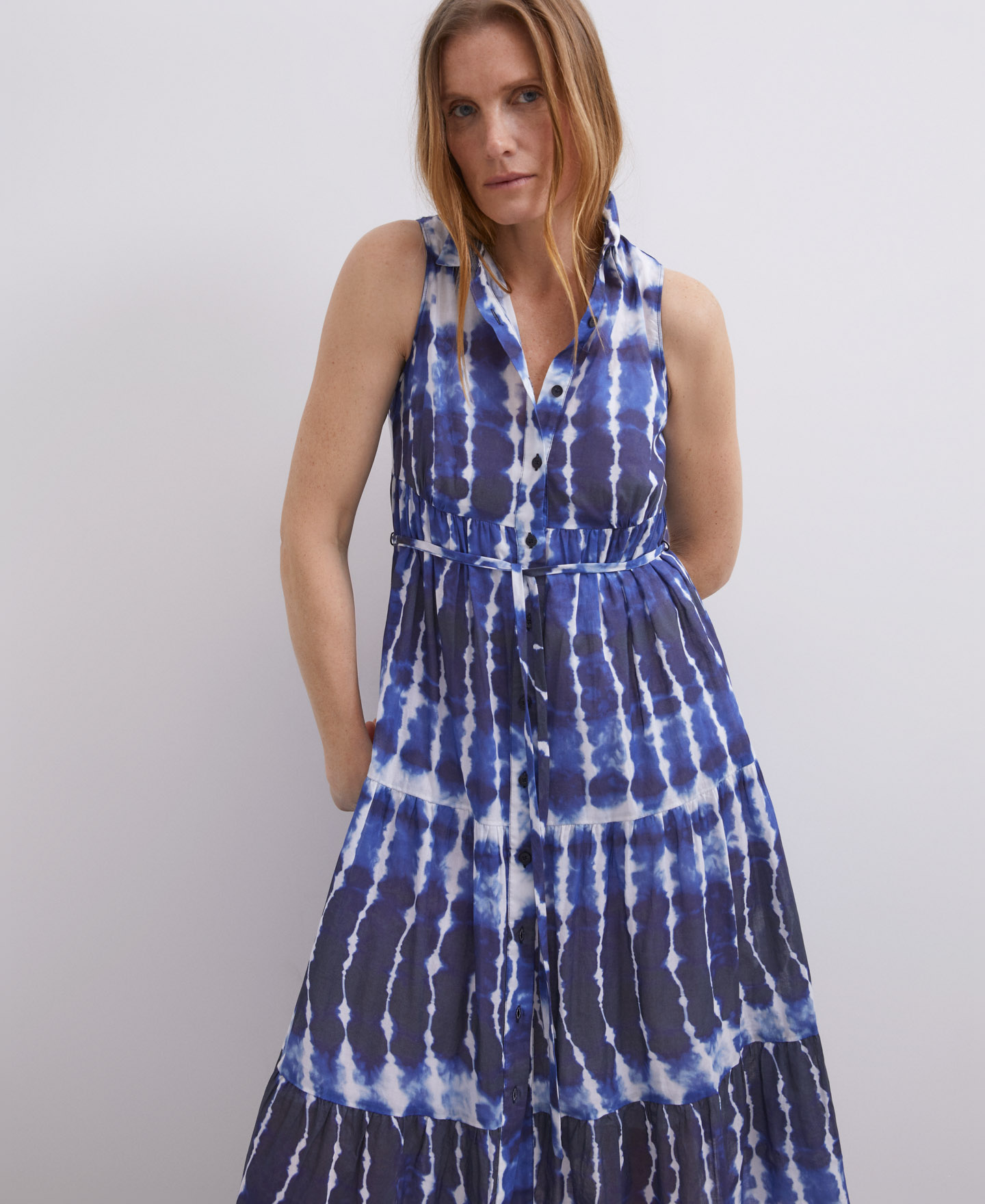 Vestido cuello camisero shibori image number 1