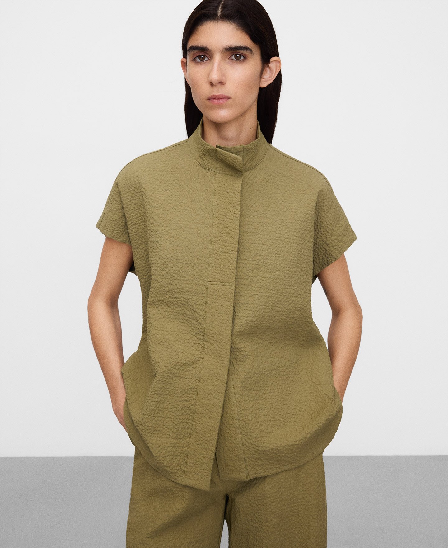 Camisa boxy seersucker algod&oacute;n image number 0