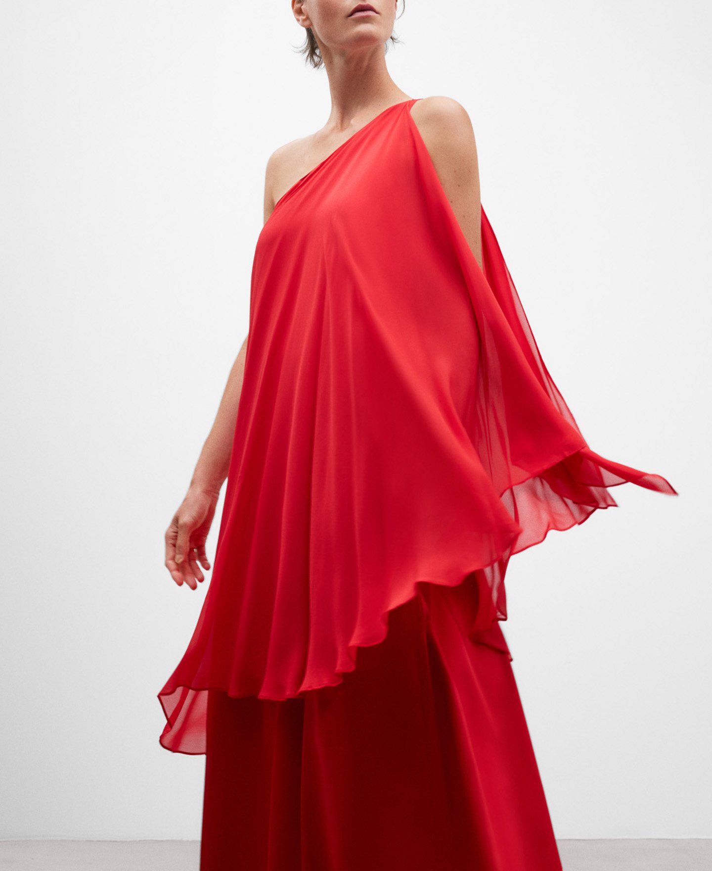 Asymmetrical long satin dress image number 0