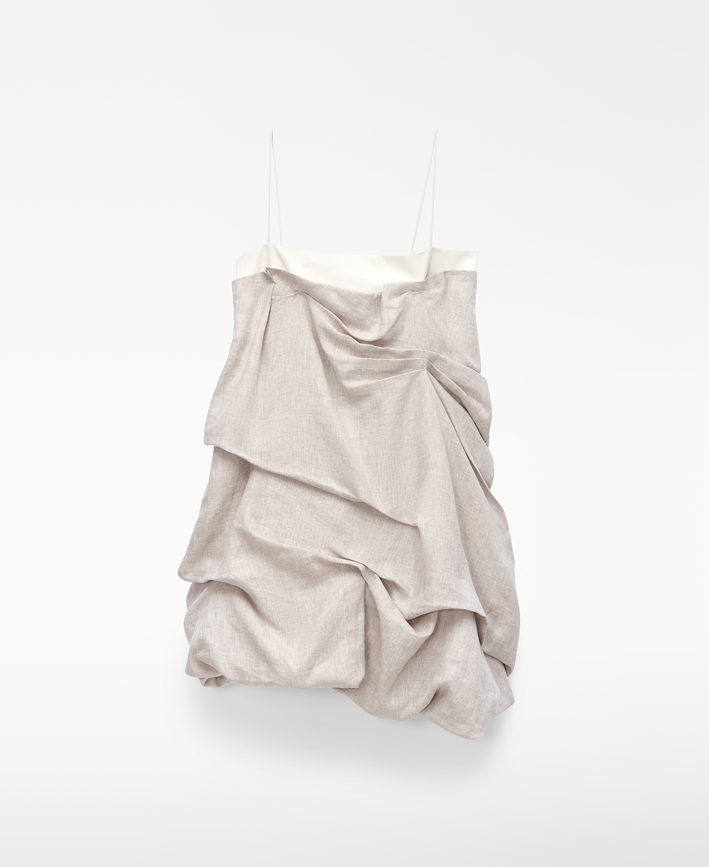 Mixed-fabric balloon mini dress image number 4