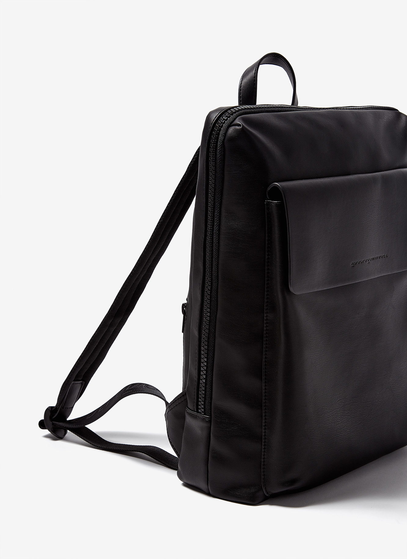 Faux-leather rectangular backpack image number 2