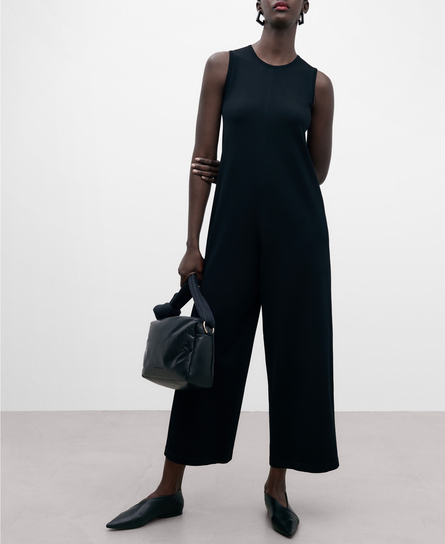 Black cerrojillo knitted jumpsuit woman image number 1