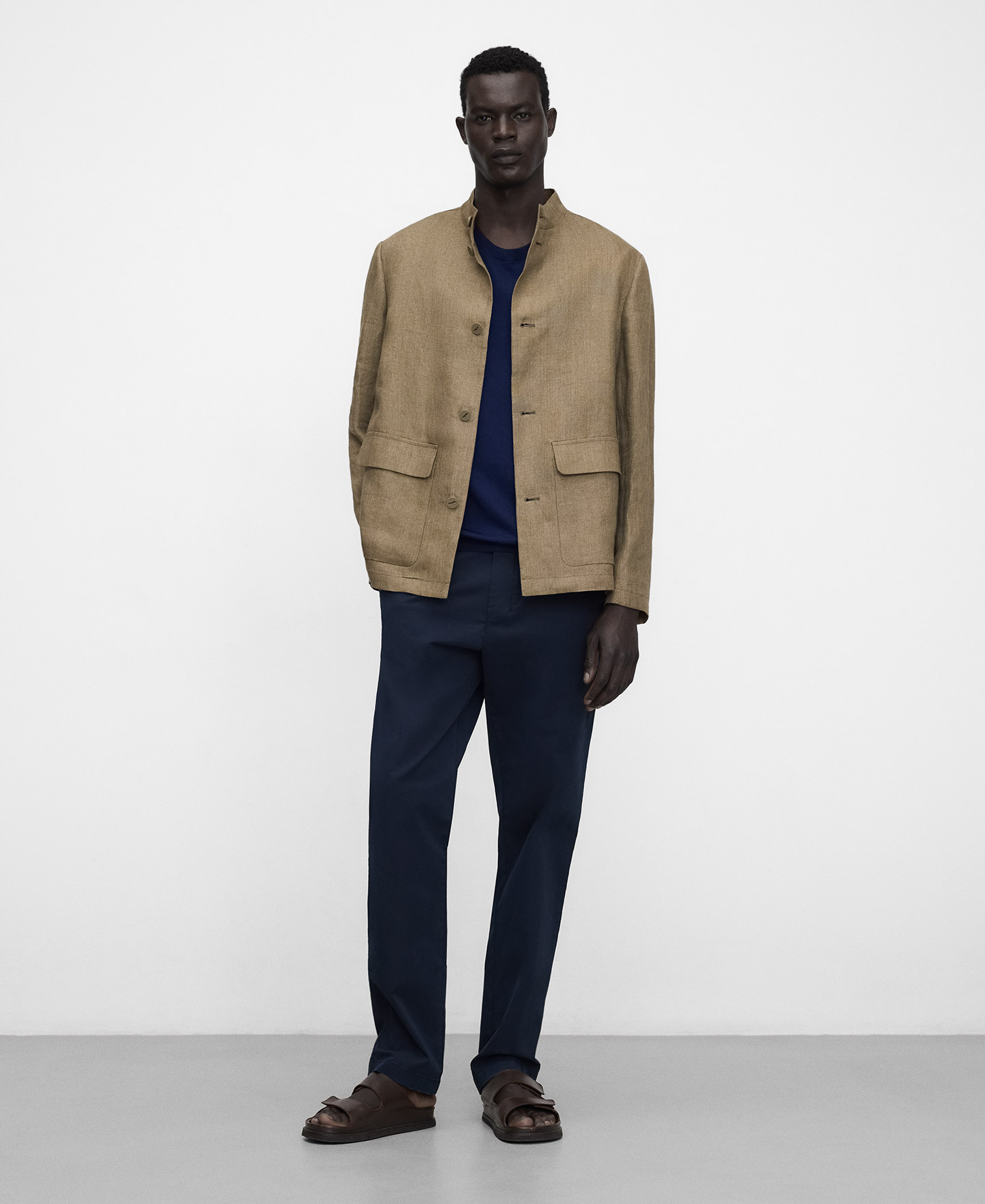 Cotton poplin straight trousers image number 1