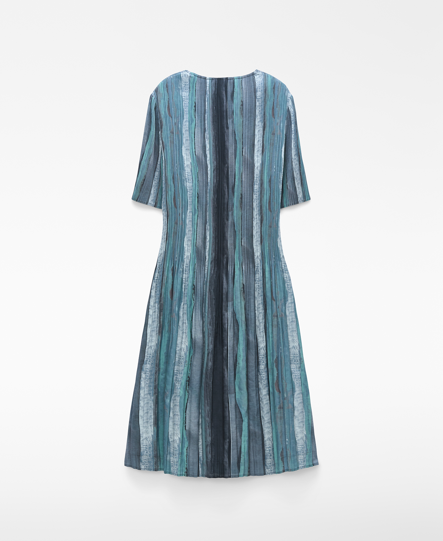 Printed crinkle A-line dress woman image number 6