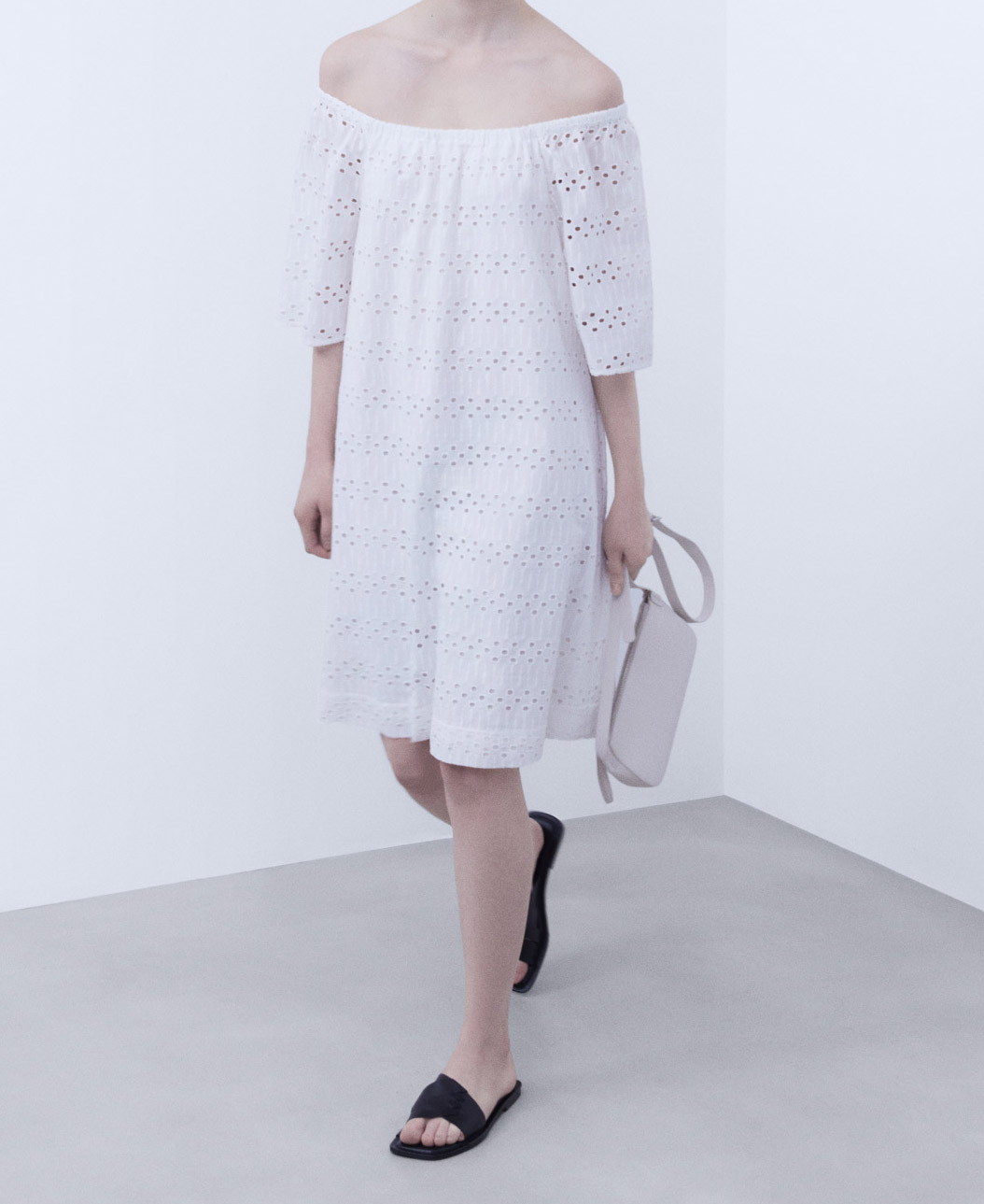 Bateau neckline embroidered dress image number 1