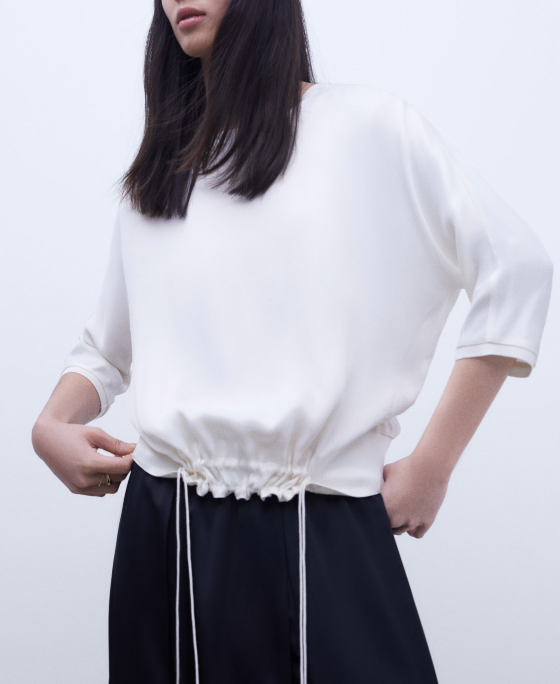 Drawstring fluid shirt image number 0