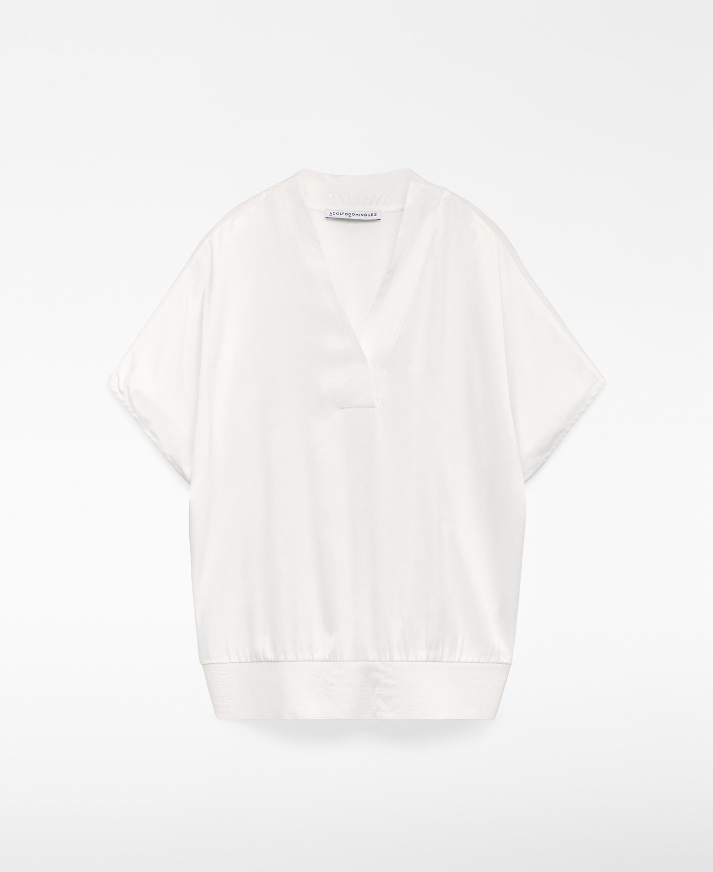 Double-fabric V-neckline top woman image number 4