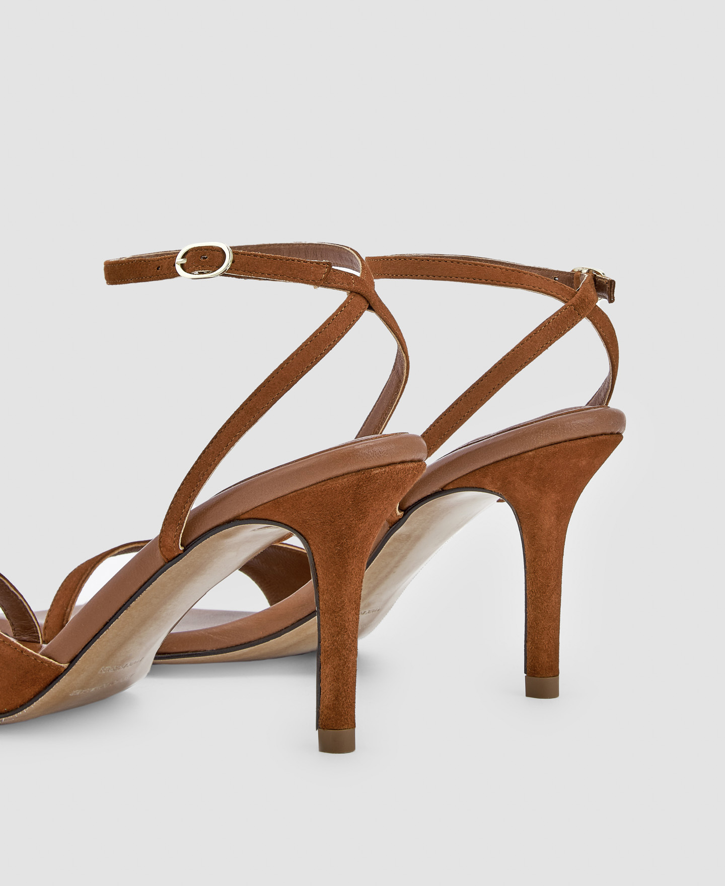 Heel sandal in leather and suede image number 2