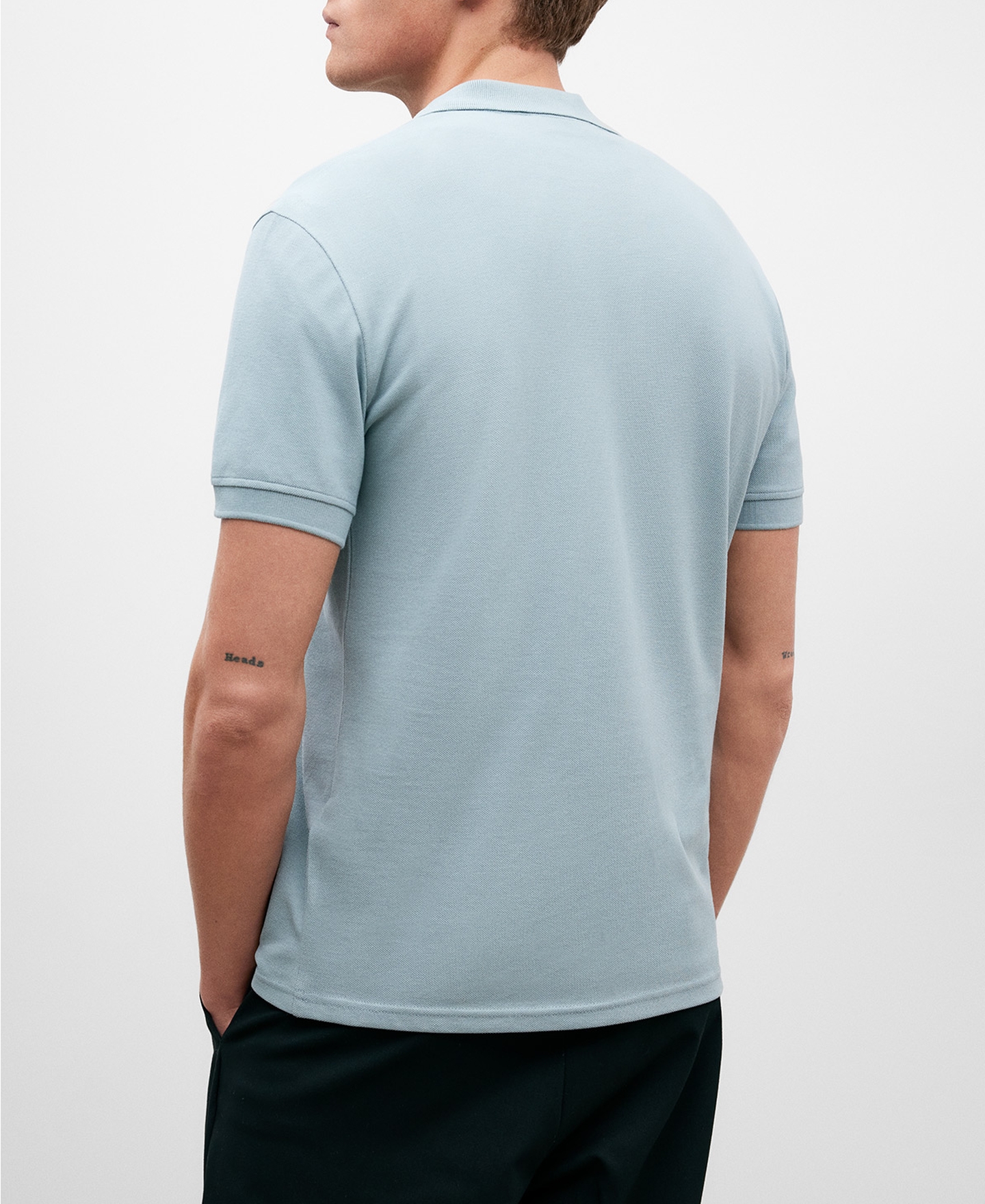 Green cotton piqué polo shirt for men image number 2