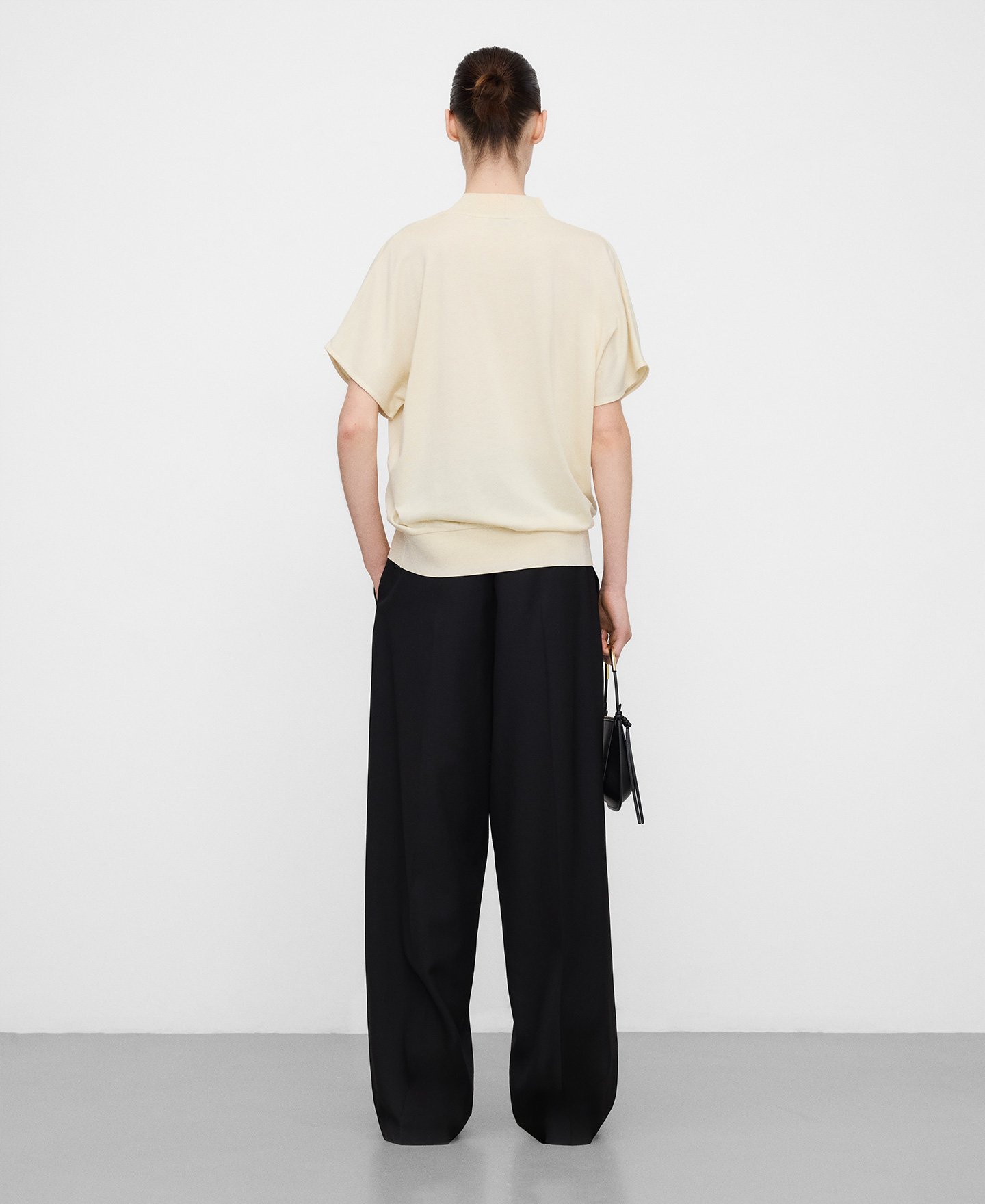 Double-fabric V-neck T-shirt image number 2