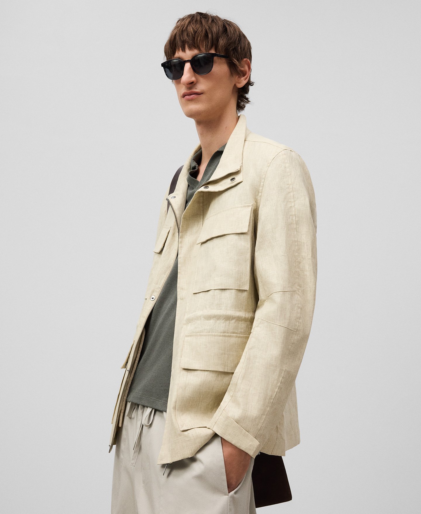 Veste saharienne en lin européen homme image number 4