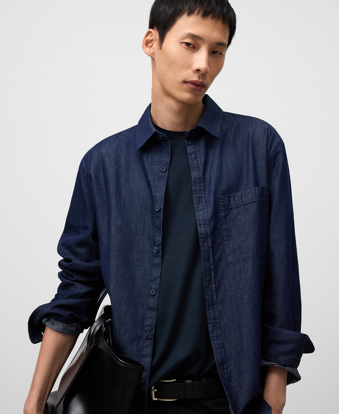 Camisa regular fit denim algodón hombre image number 3