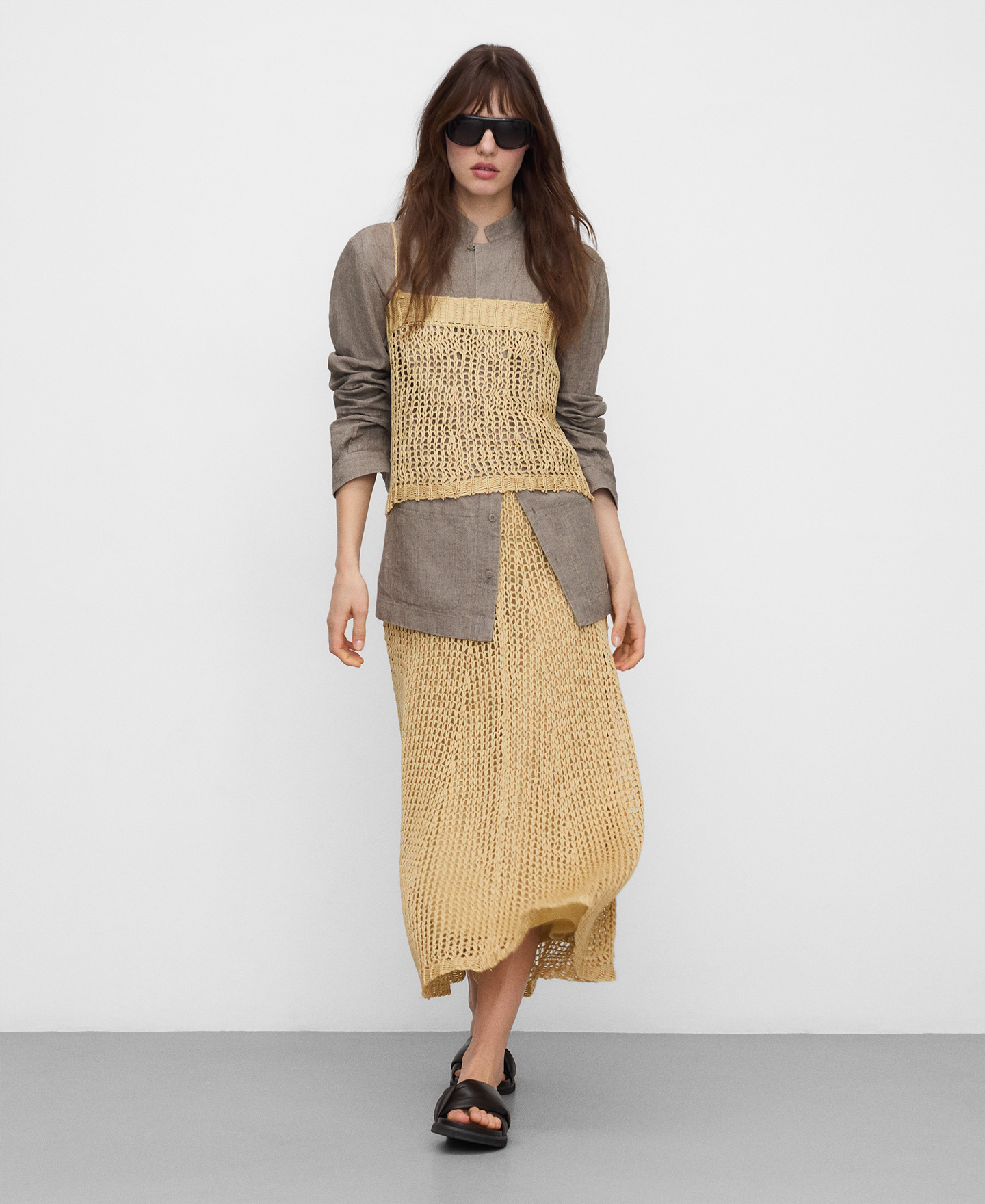 Cupro openwork knit strappy top image number 1