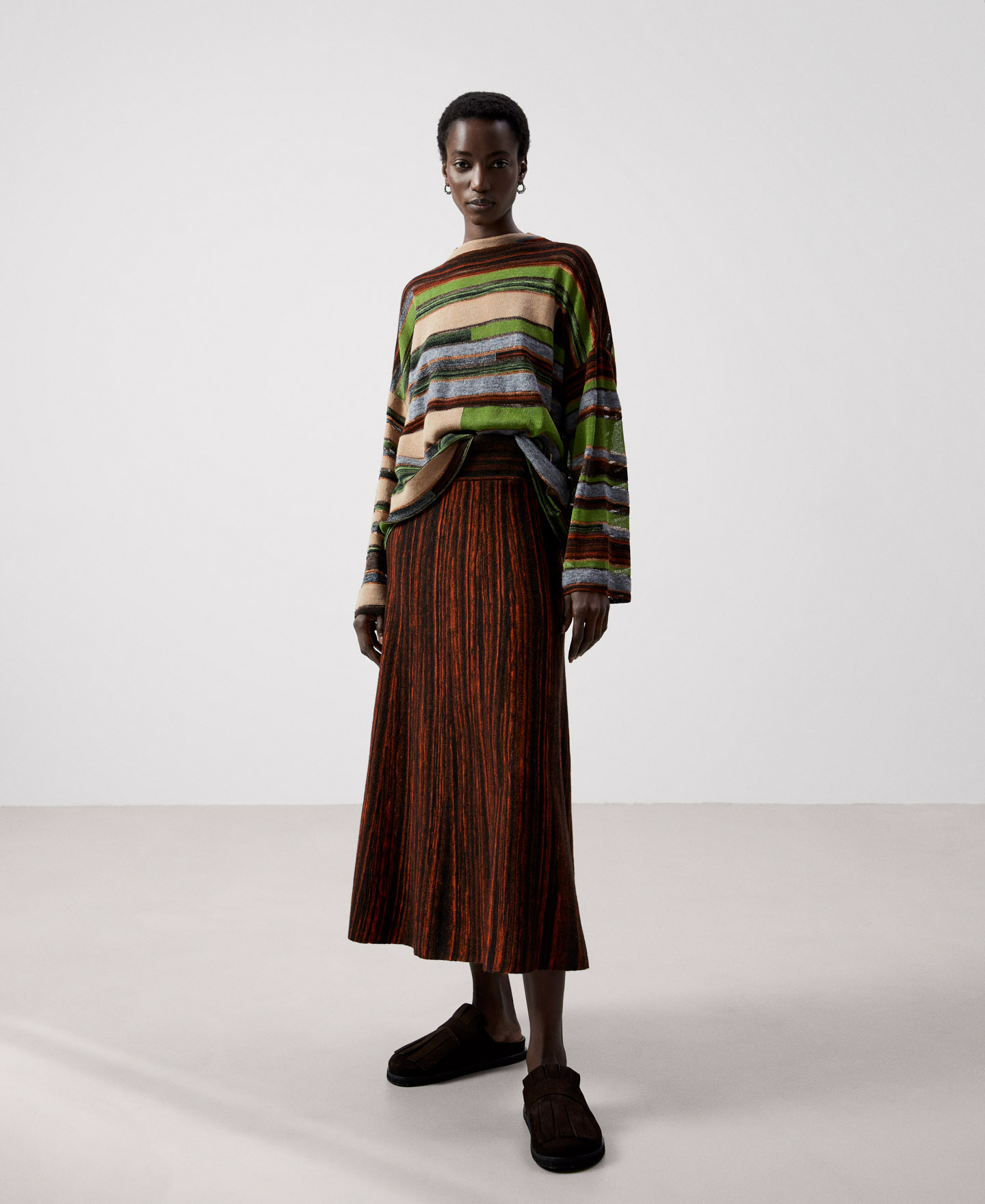 Printed soft A-line skirt image number 1