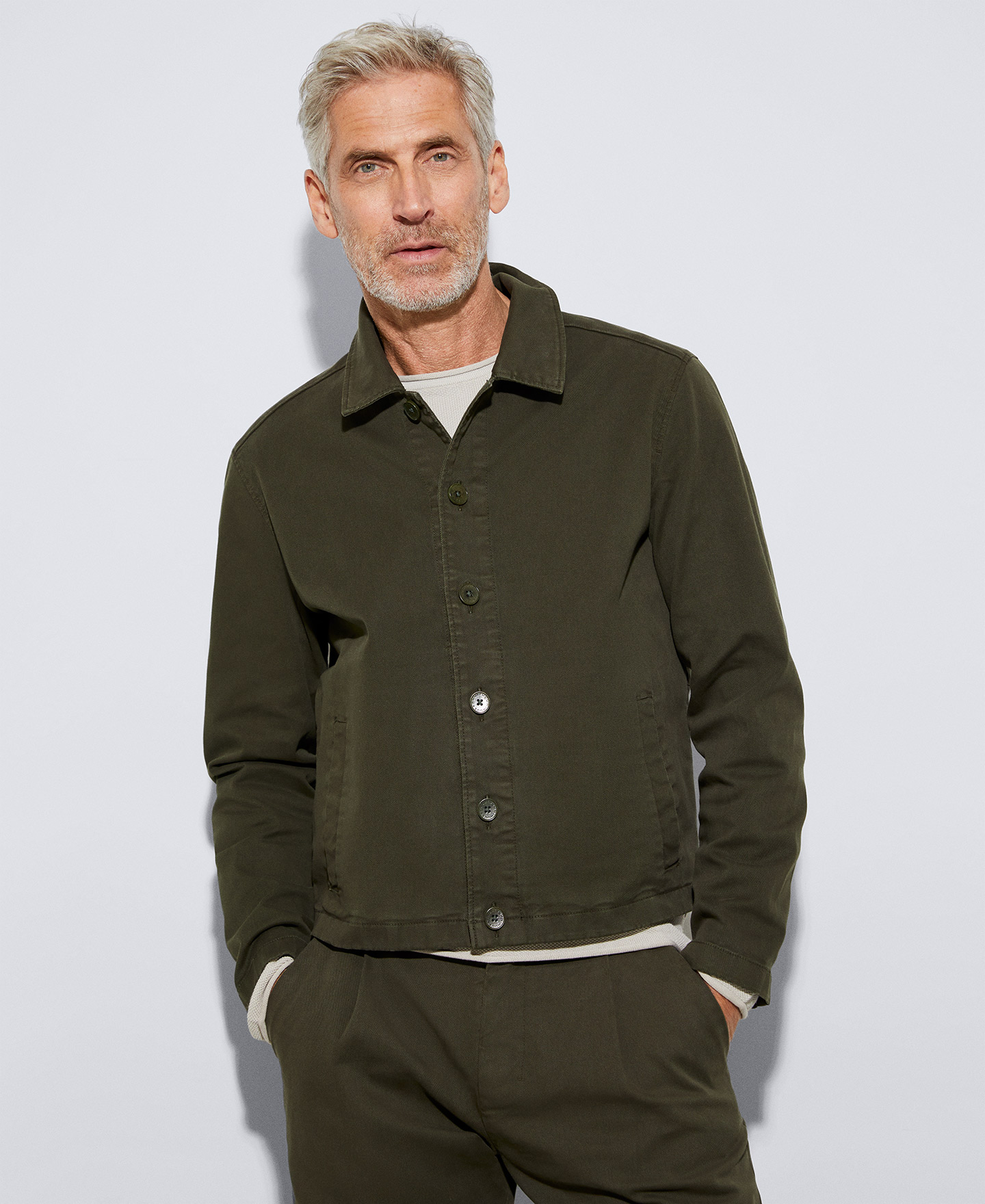 Cotton lapel collar jacket image number 0