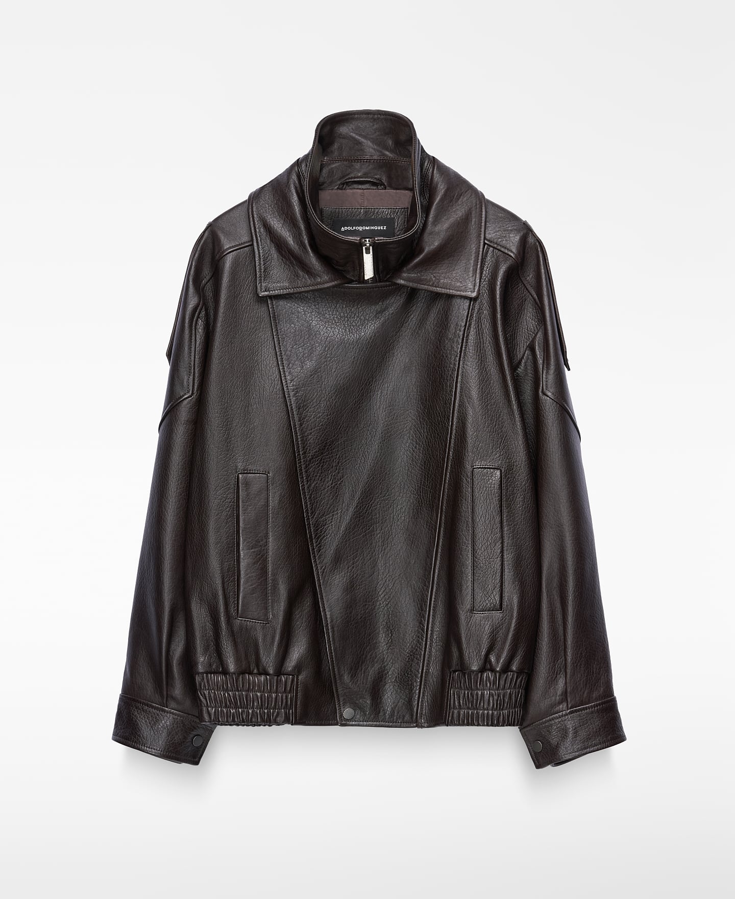 Chaqueta biker oversize piel image number 0