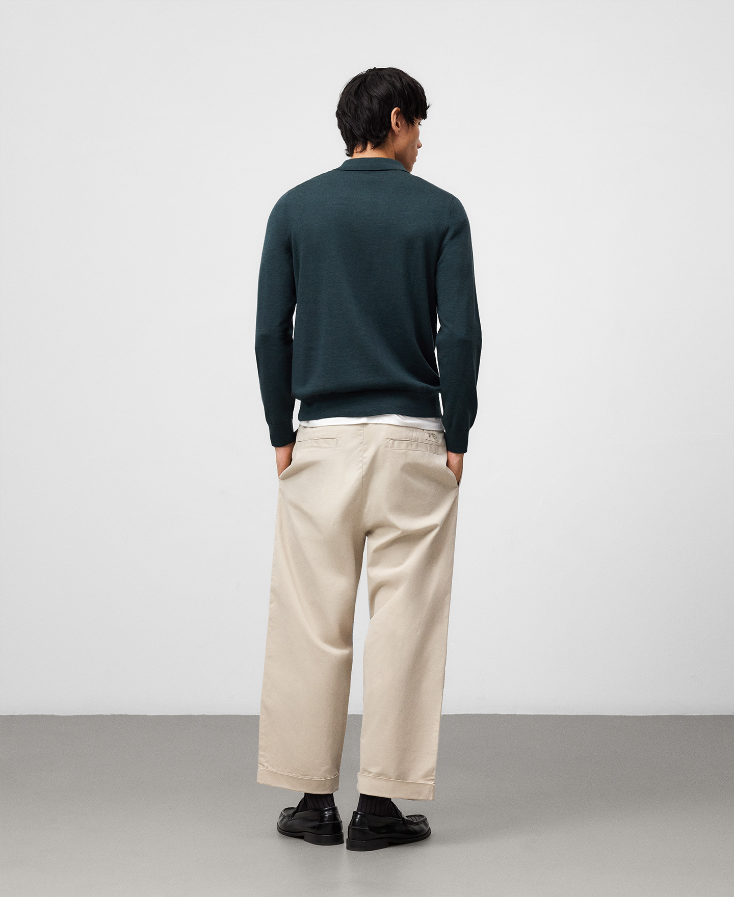 Polo manga larga lana merino hombre image number 2