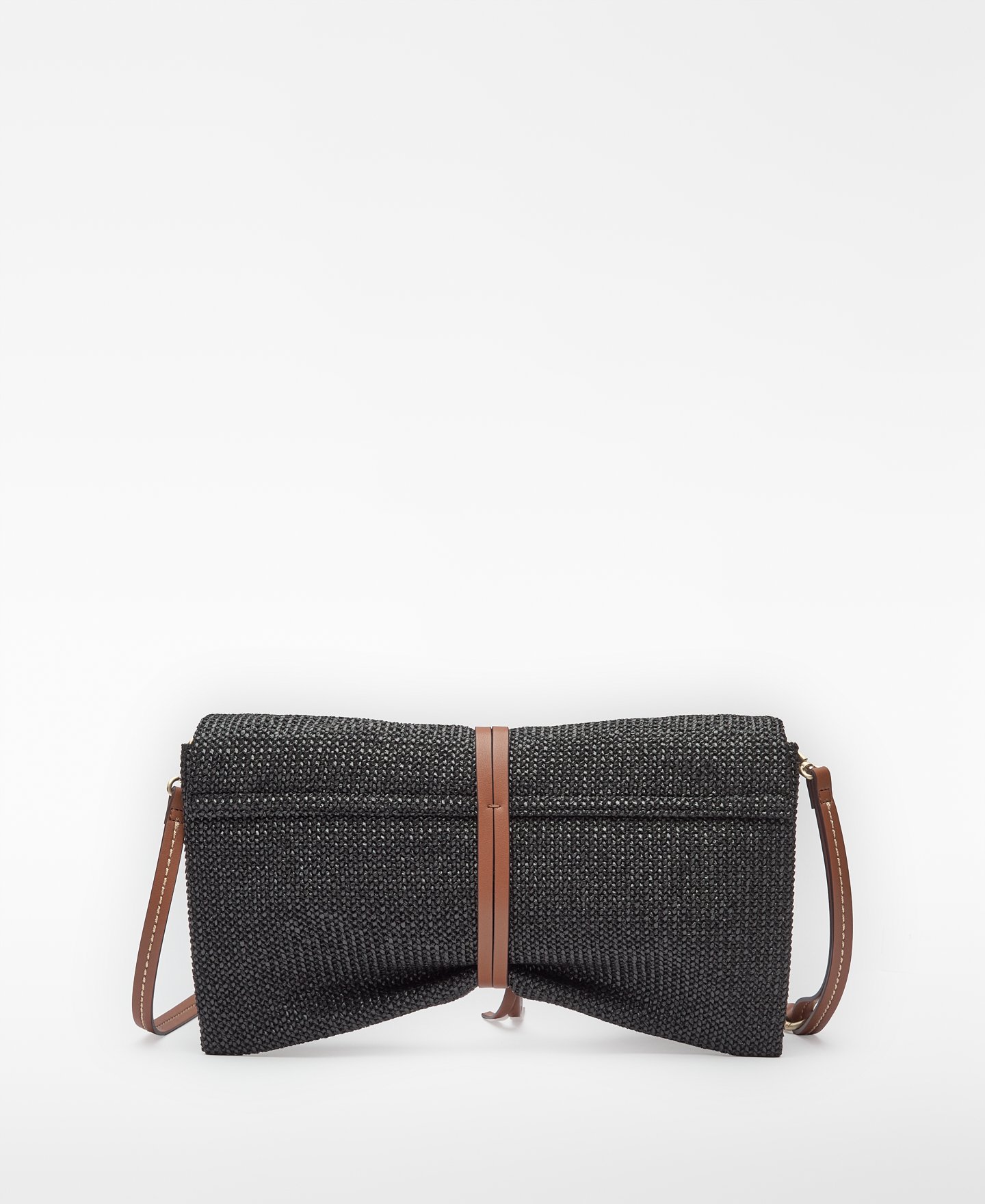 Raffia texture clutch with metal piece image number 1