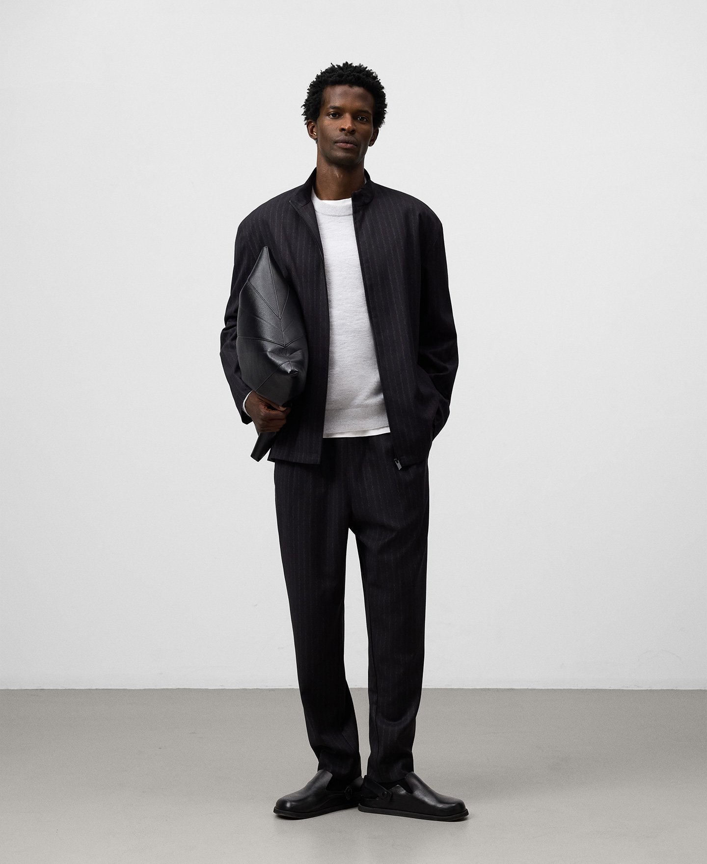 Straight striped trousers man image number 1