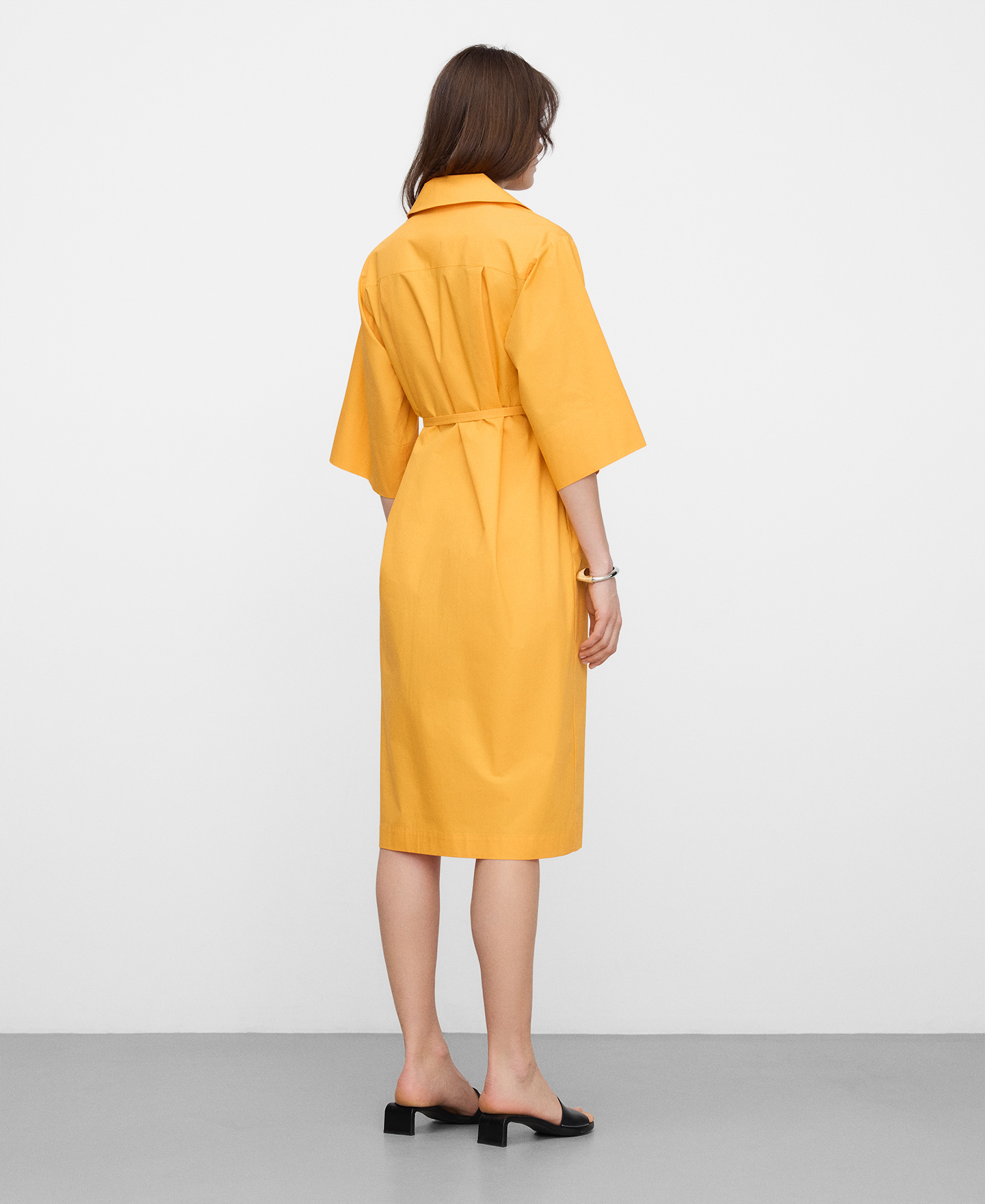 Vestido camisa com lapela quadrada em algod&atilde;o image number 2