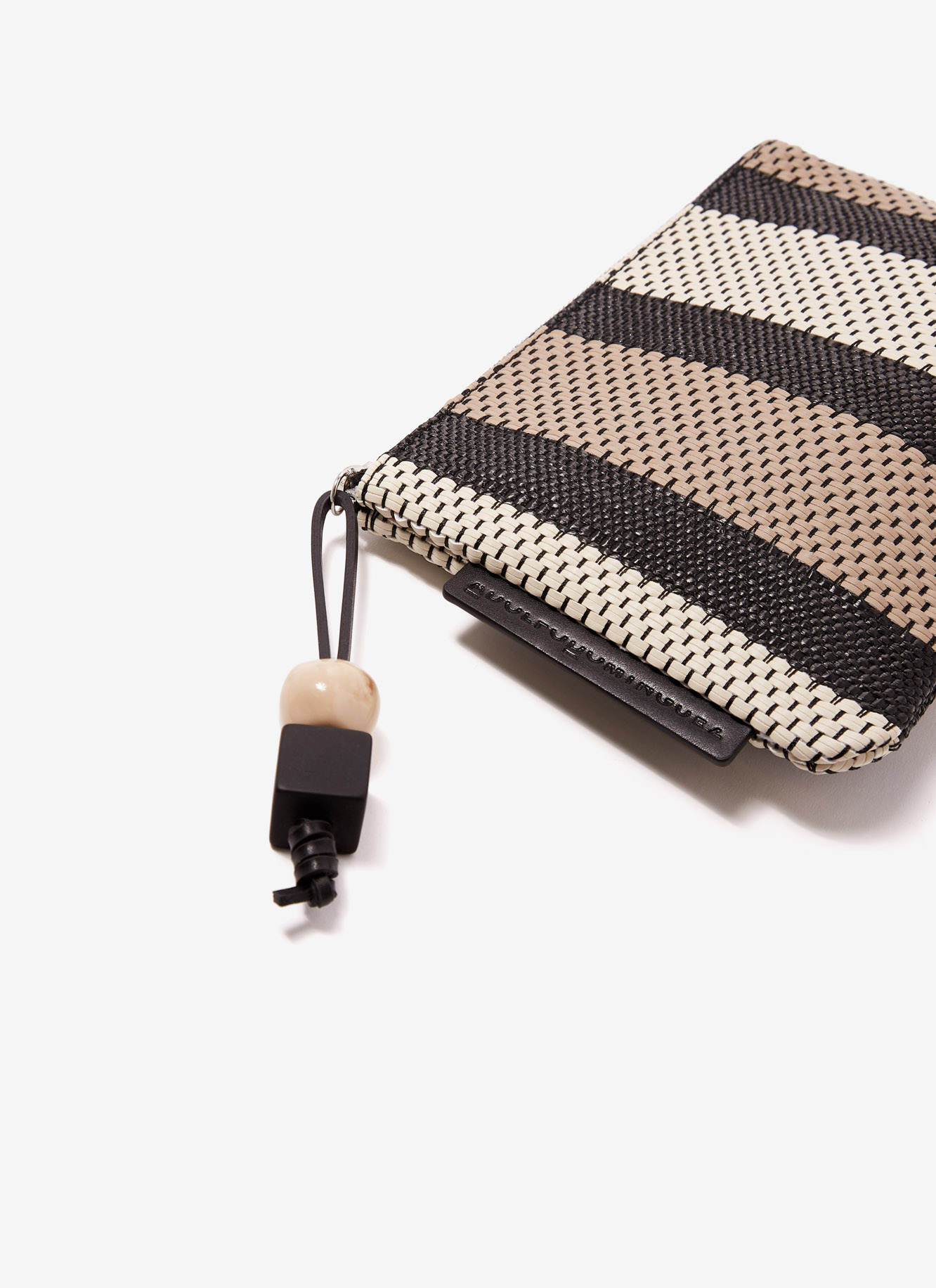 Striped flat wallet with raffia finish image number 2