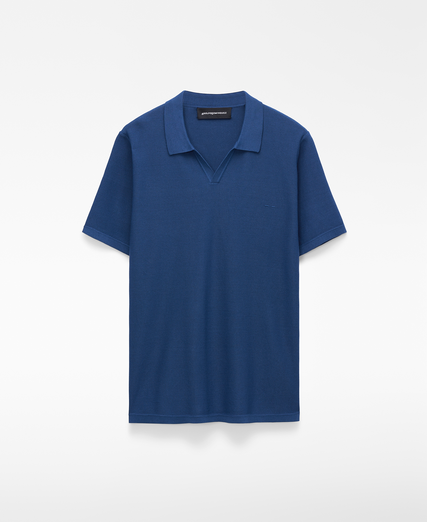 V-neck structured knit polo shirt image number 0