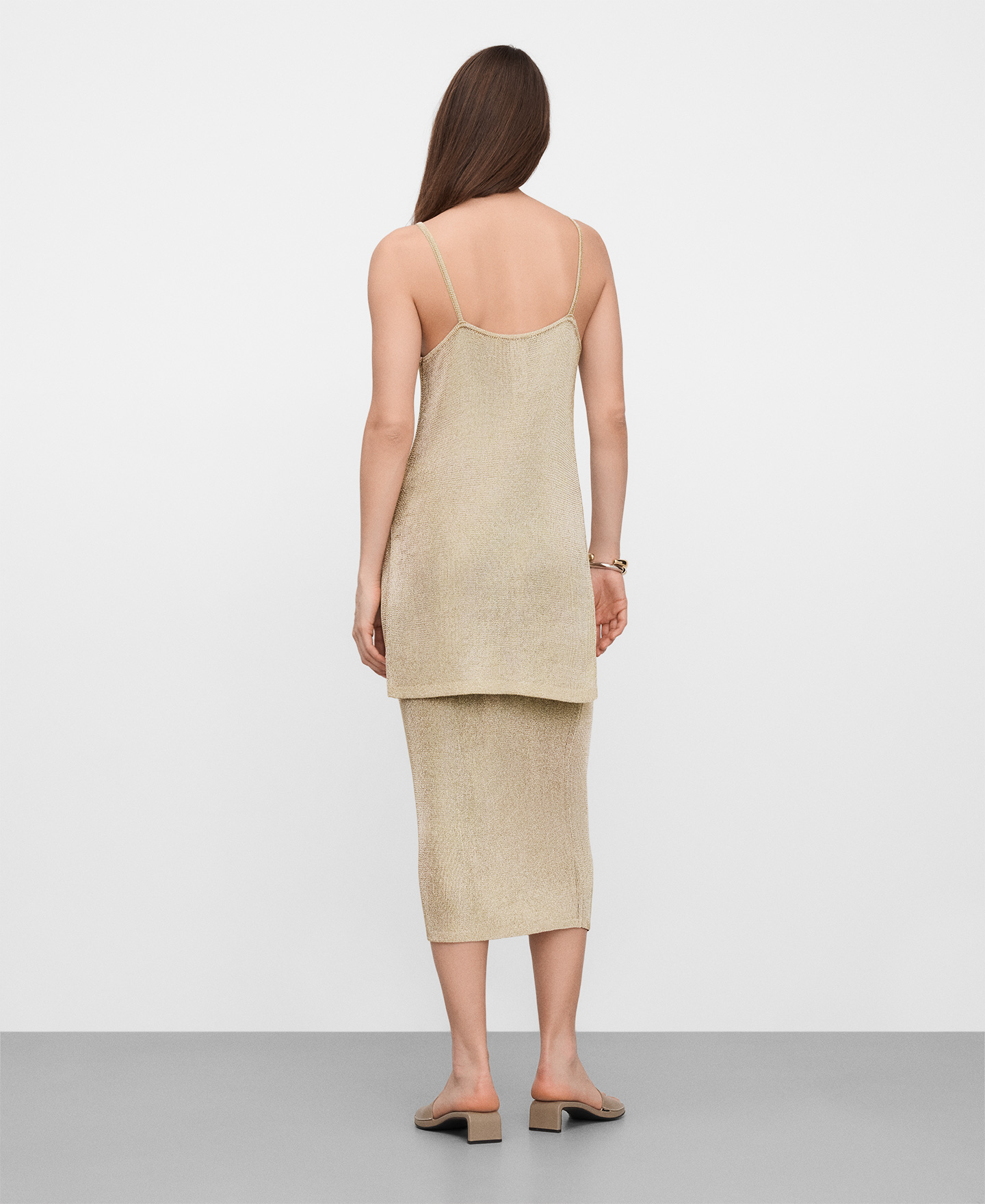 Falda recta punto metalizado image number 2