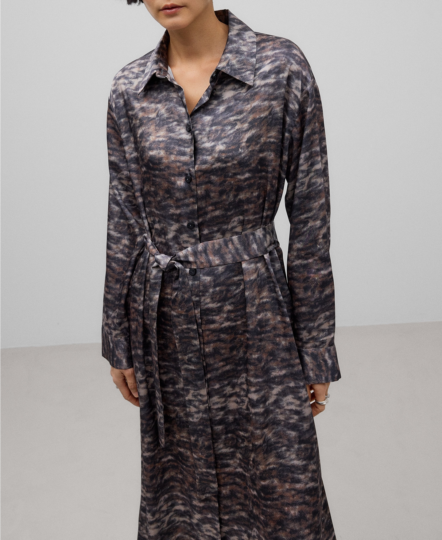 Animal print shirt dress woman image number 2