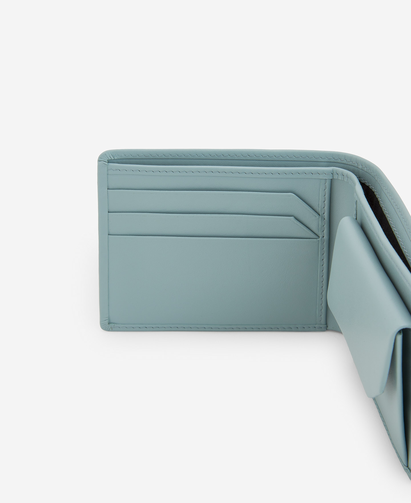 Cartera plegable en piel azul clara image number 1