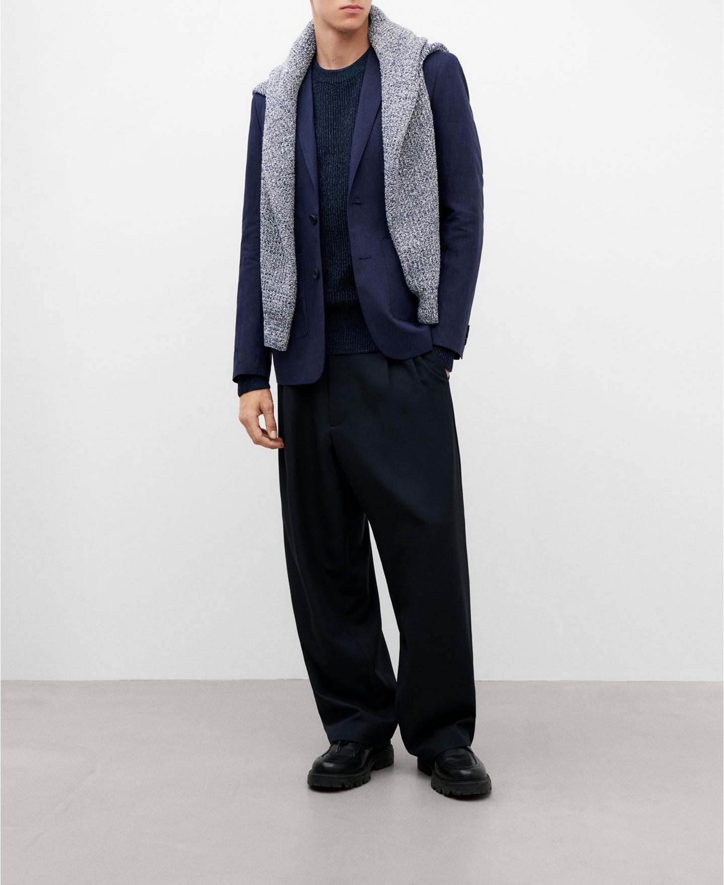 Melange blue knitted sweater image number 1