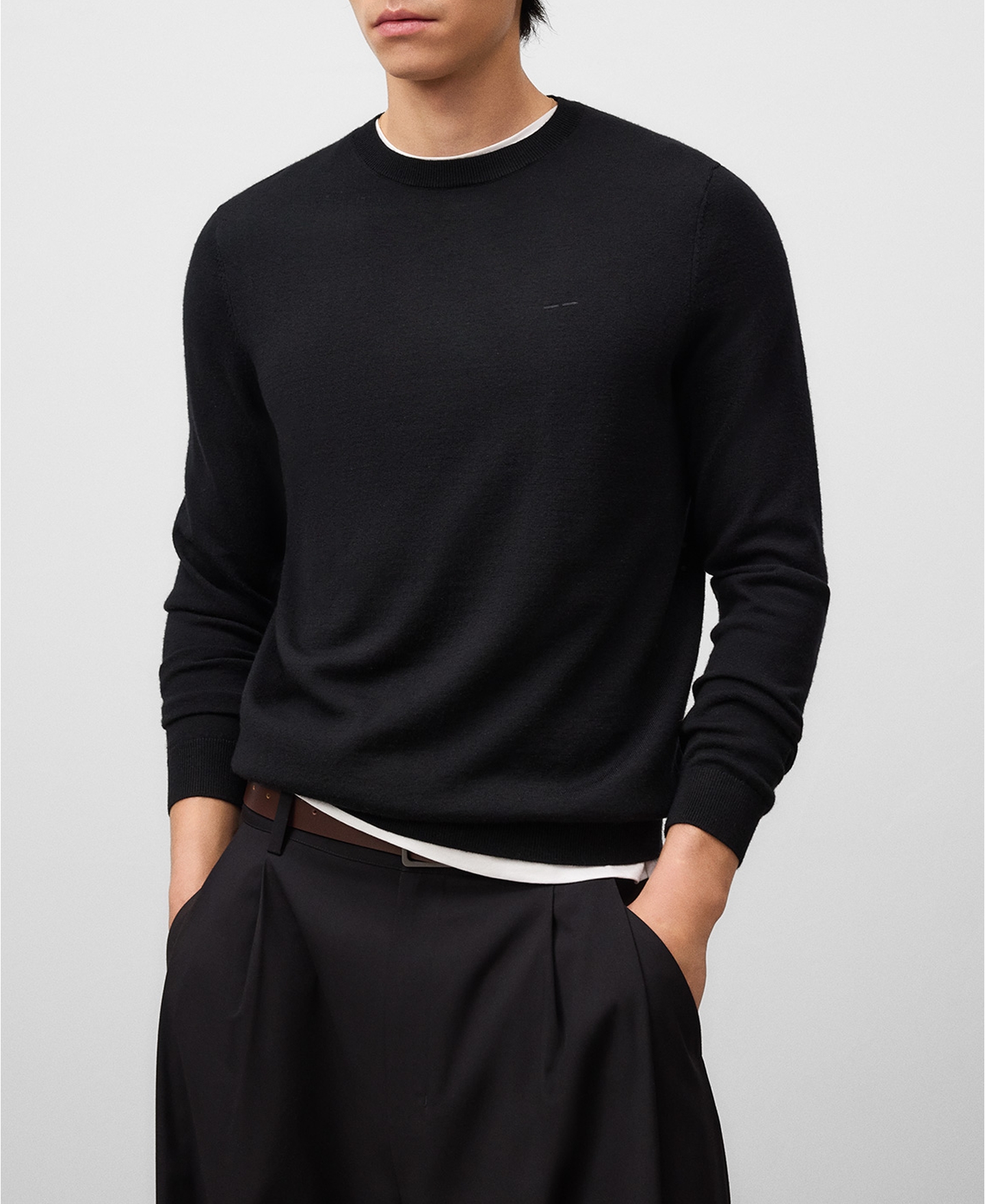 Merino wool crew collar sweater image number 0