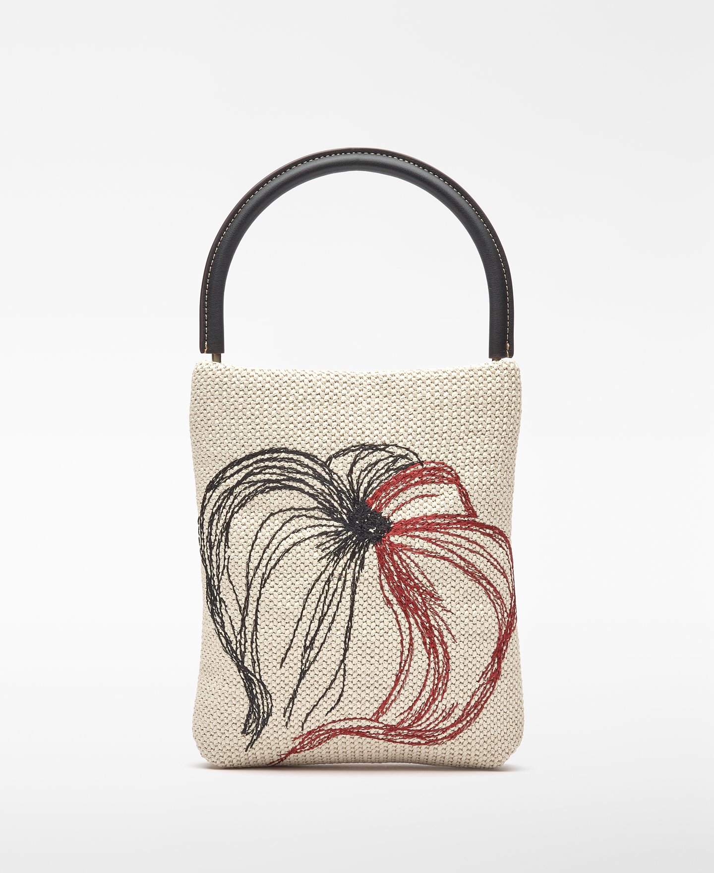 Handtasche mit Raffia-Struktur und Stickerei image number 0