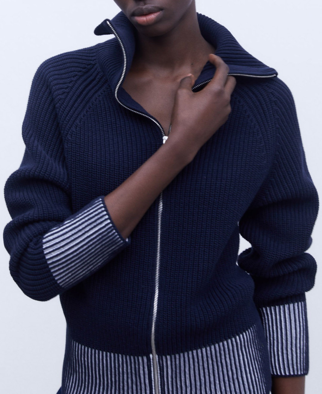 Funnel collar knitted jacket image number 0