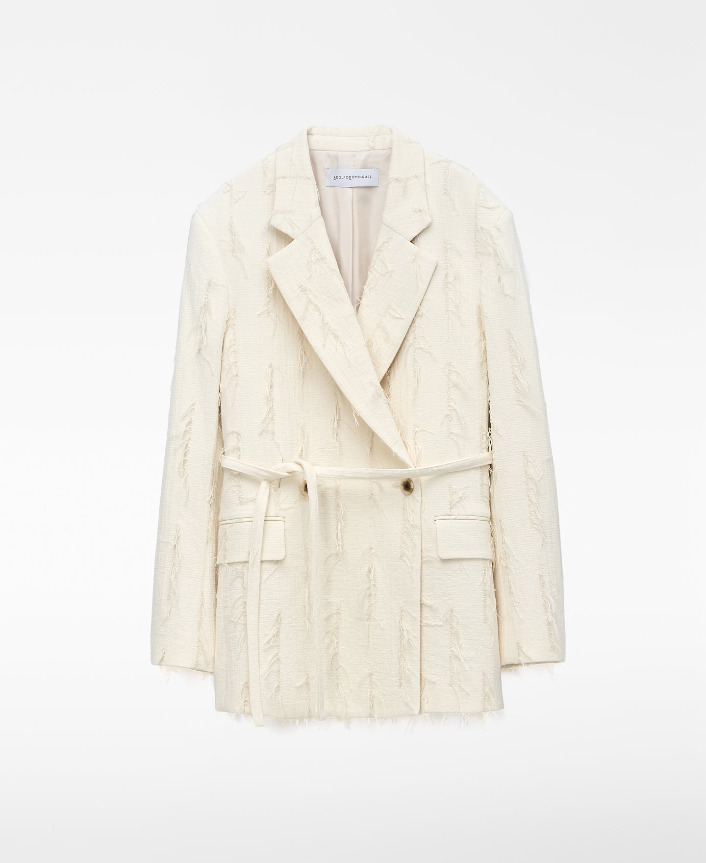 Frayed double-breasted tailored blazer image number 4