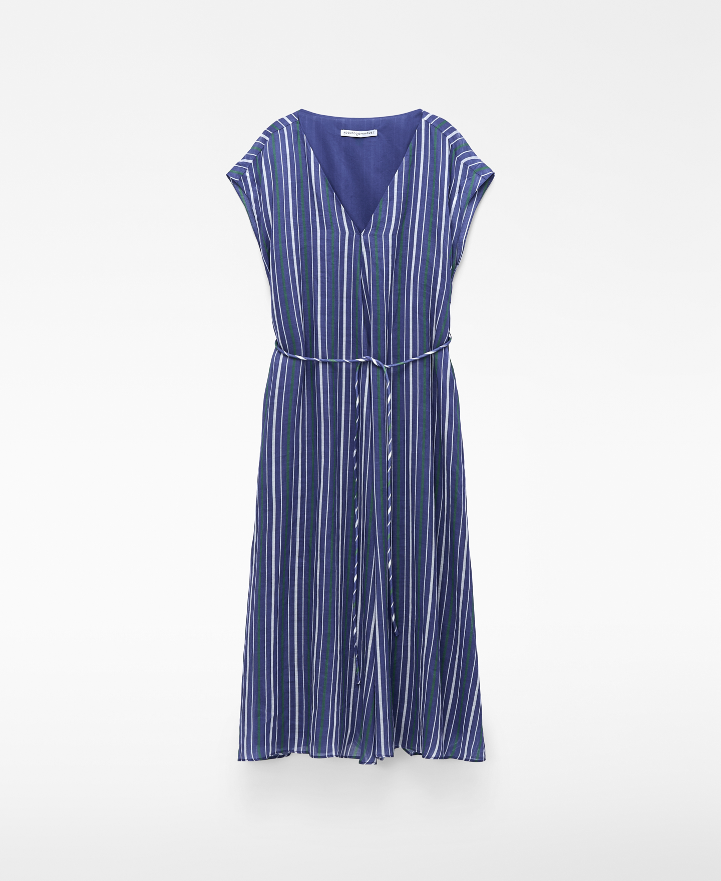 Vestido rayas escote pico ramio image number 4