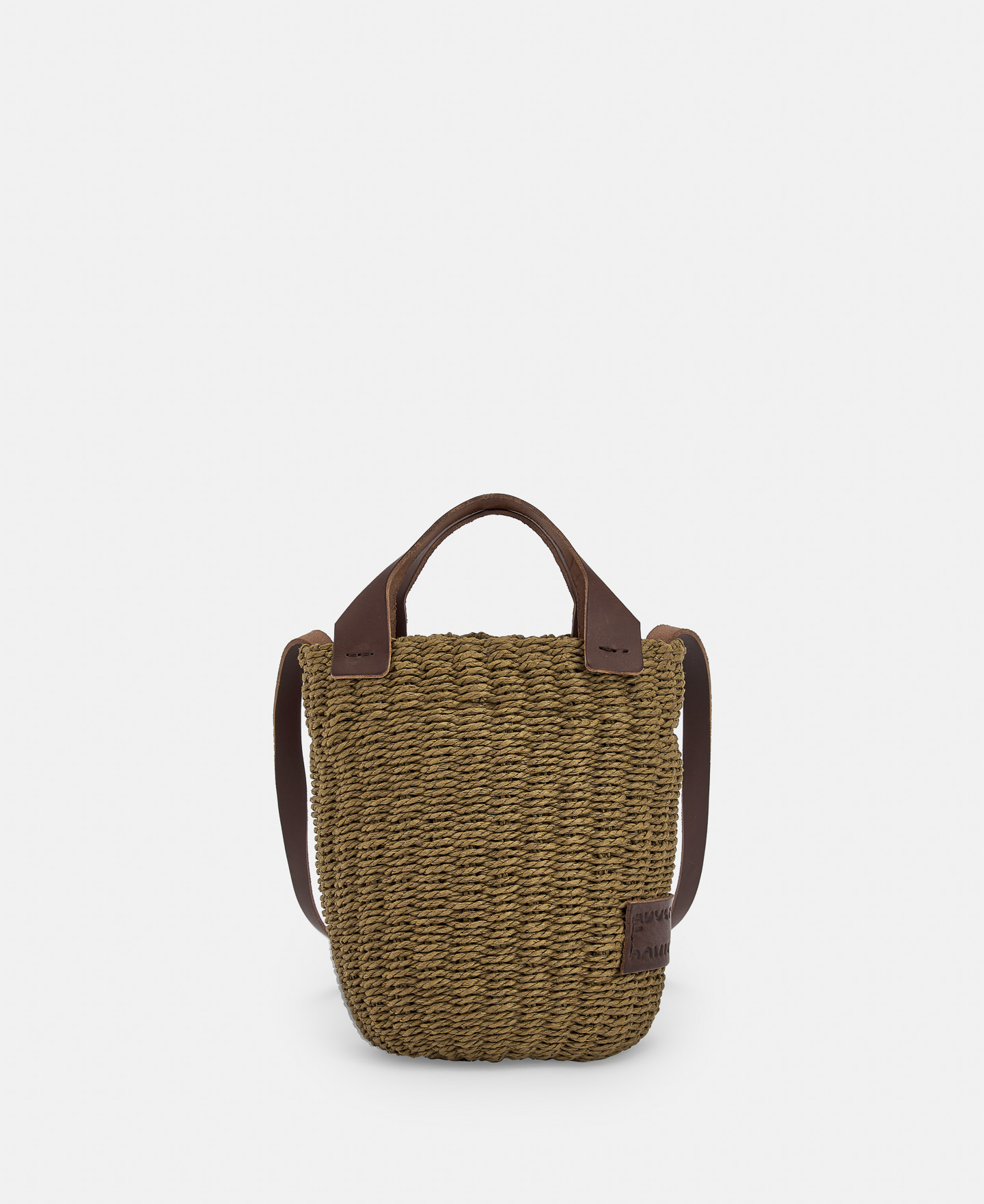 Small basket with double leather handle image number 0