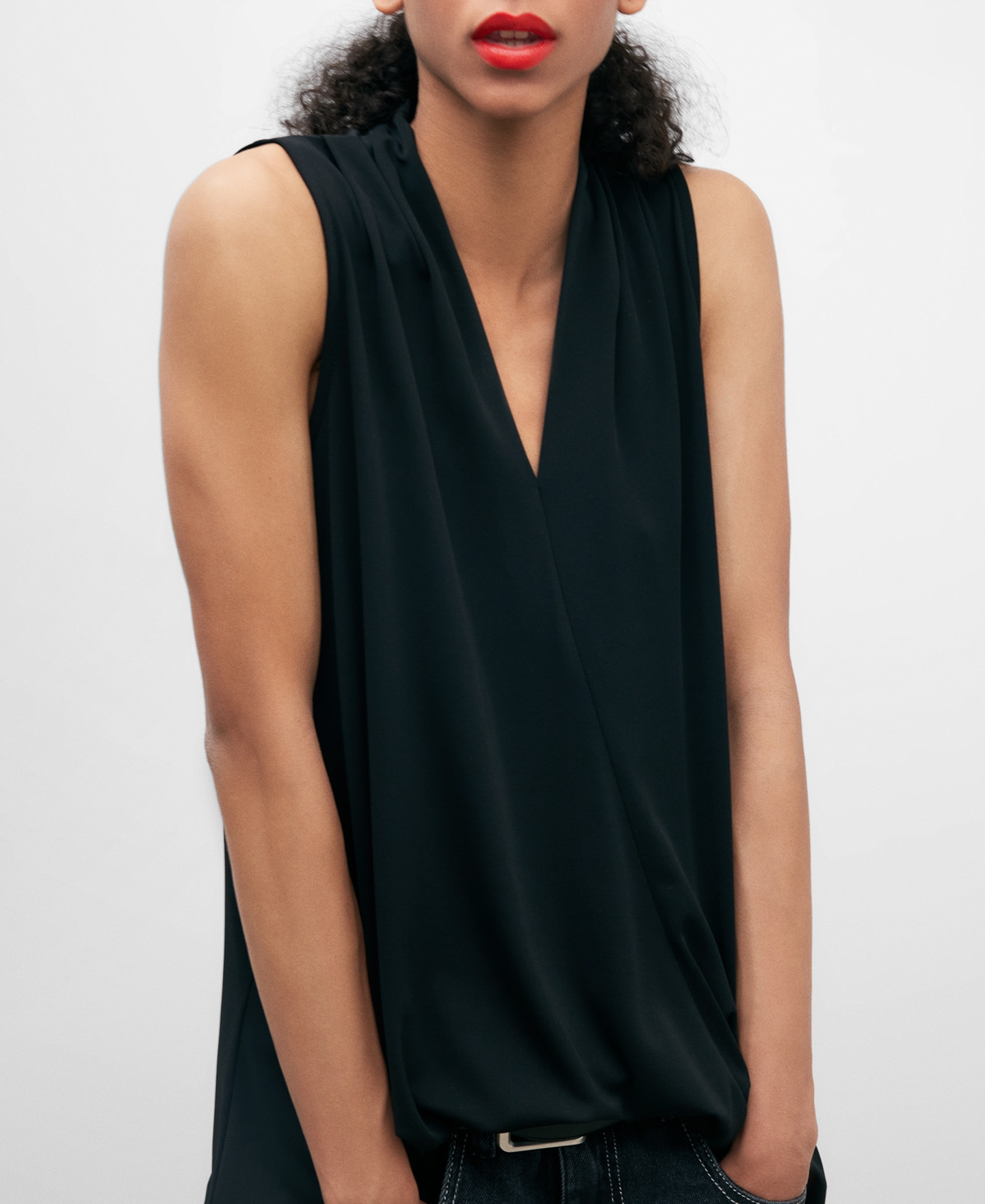 V-neckline black top image number 0