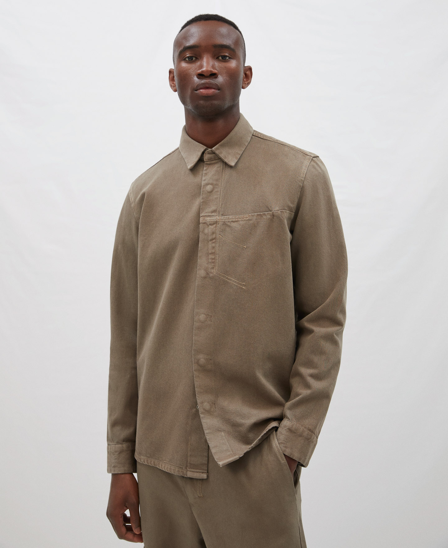 Cotton twill overshirt image number 0