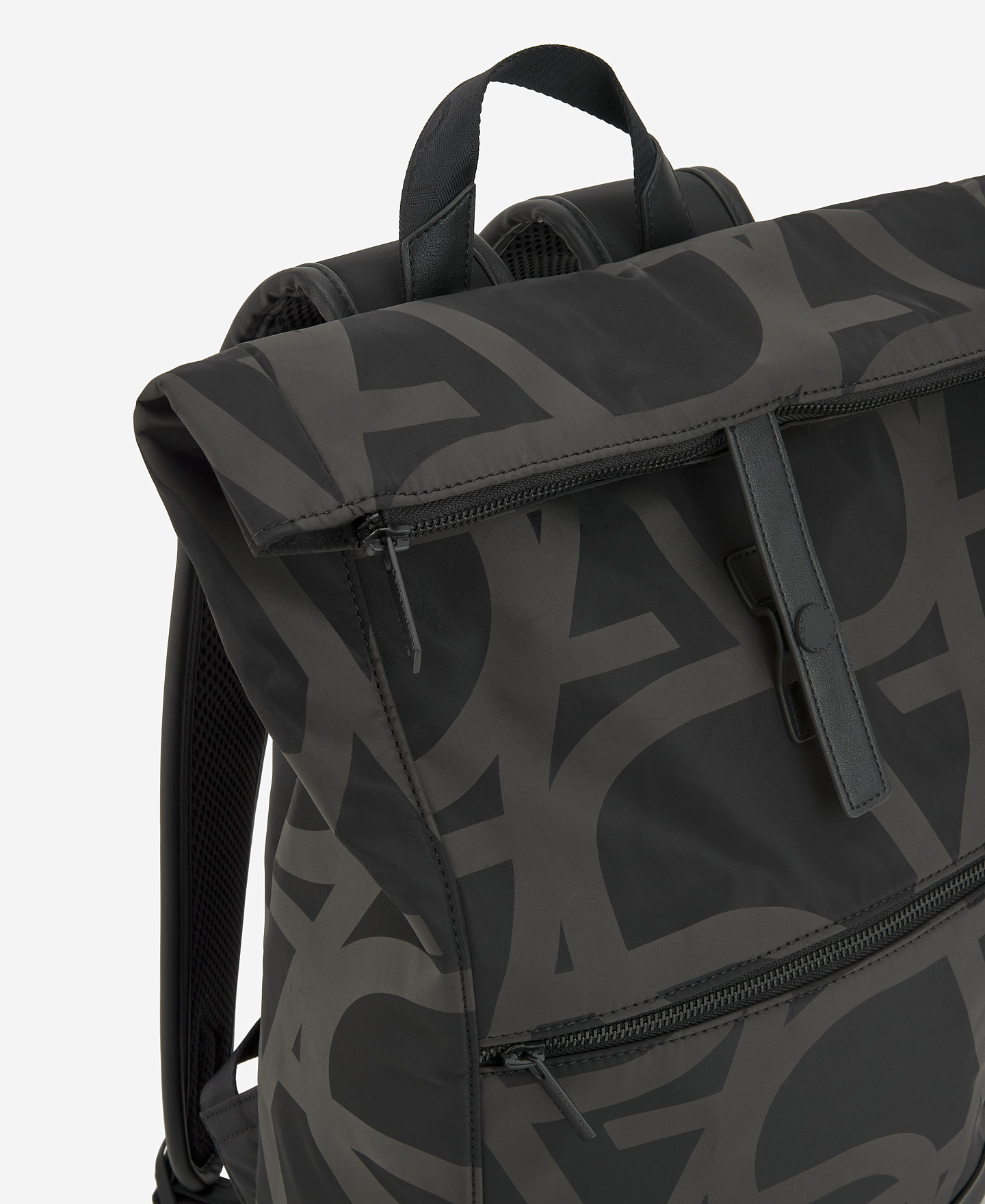 Black monogram print backpack image number 3