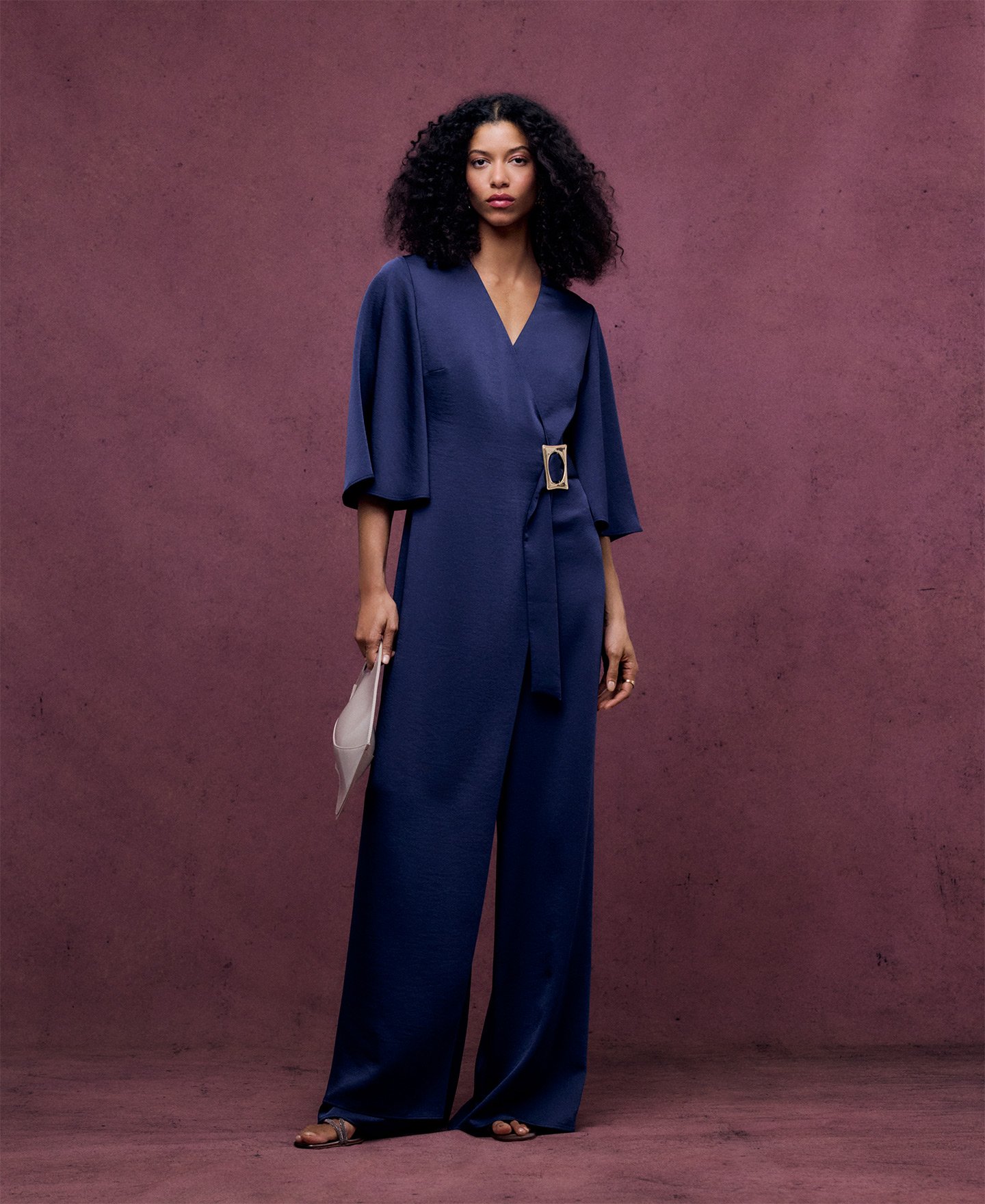 Navy blue long jumpsuit woman image number 0