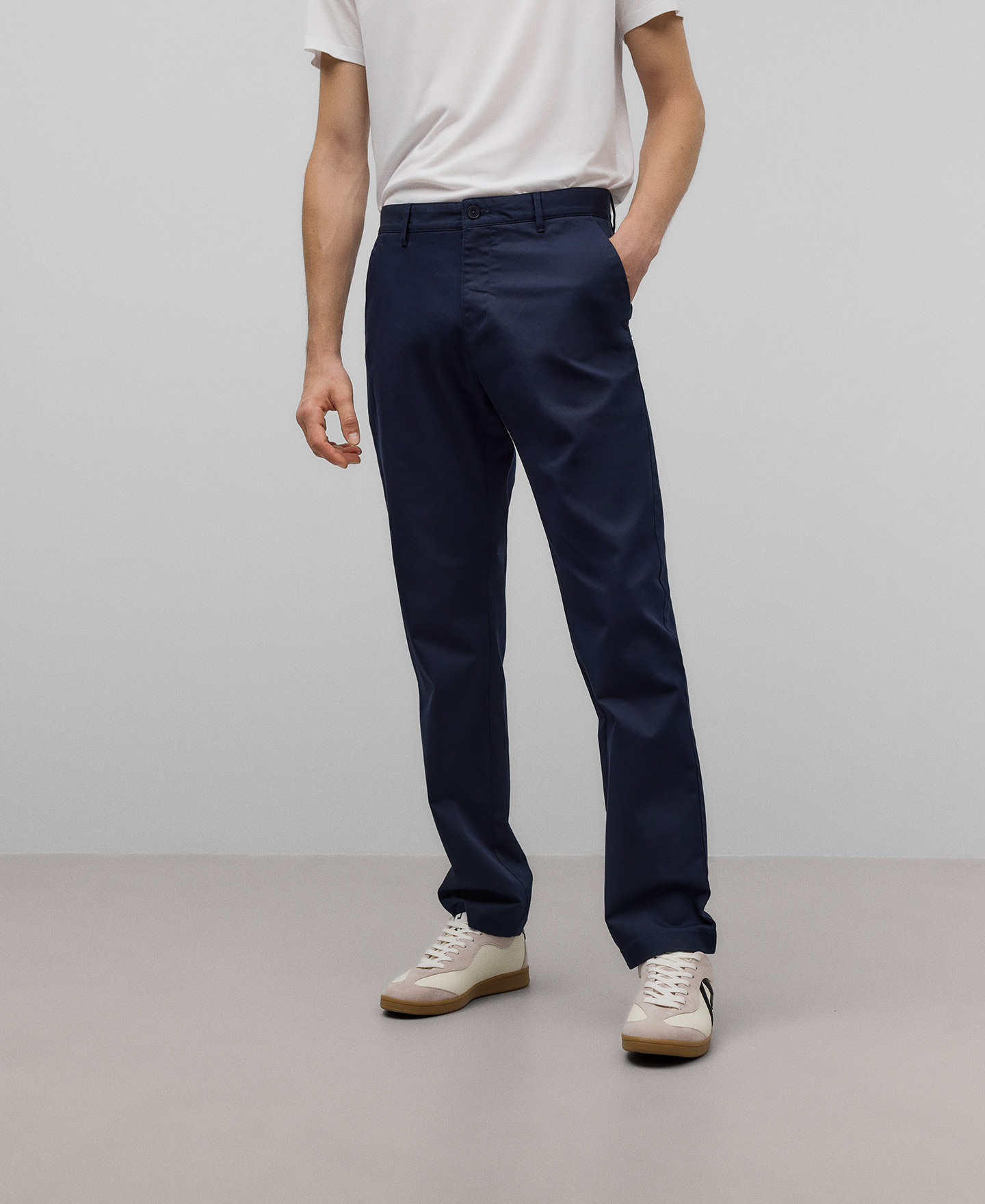 Cotton twill chino trousers man image number 0