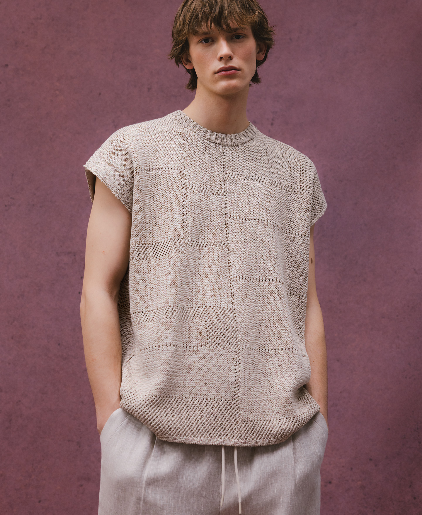 Chaleco punto jacquard hombre image number 0