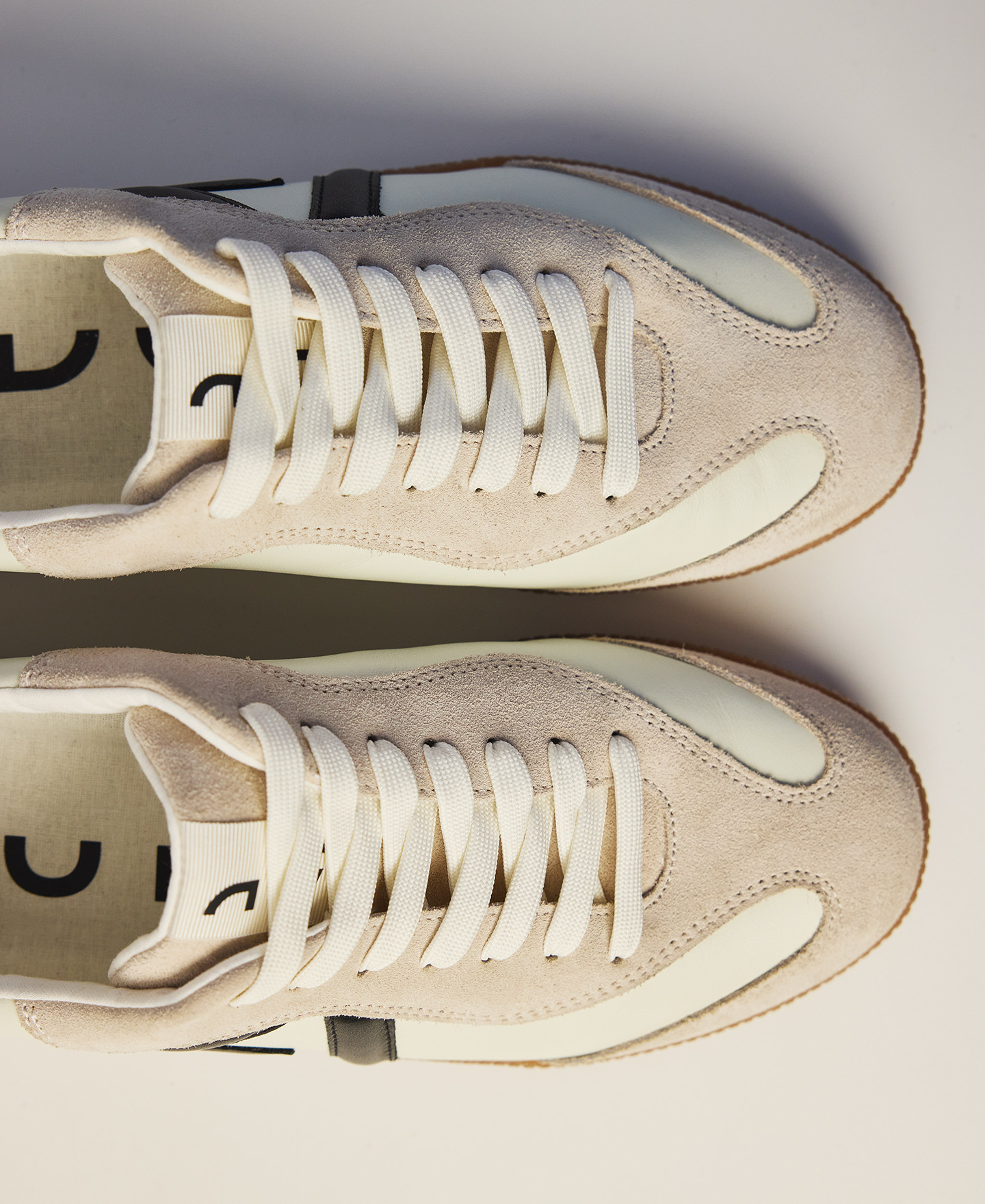 Leather and suede logo sneaker woman image number 5