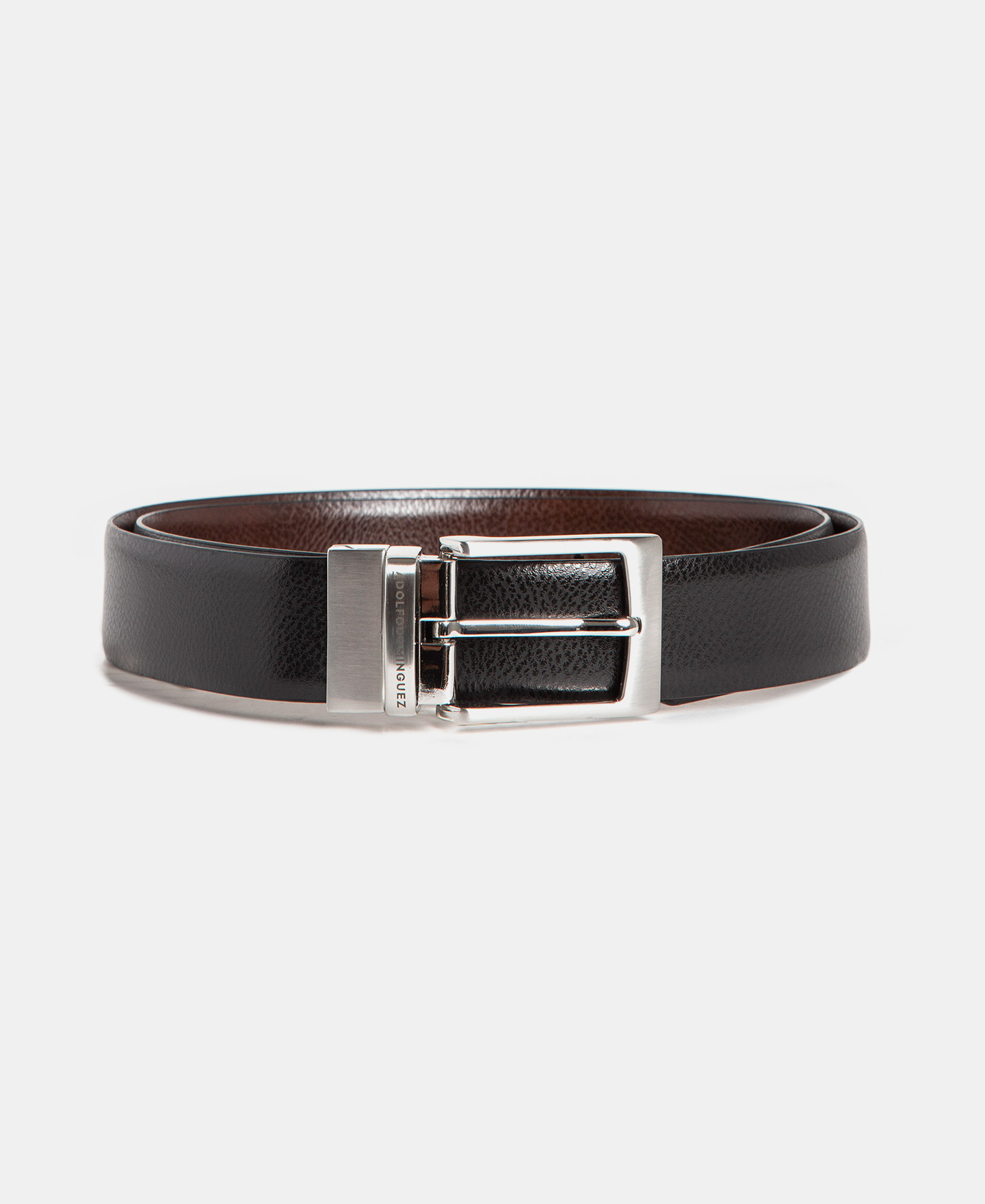 Rectangular buckle belt in leather image number 0