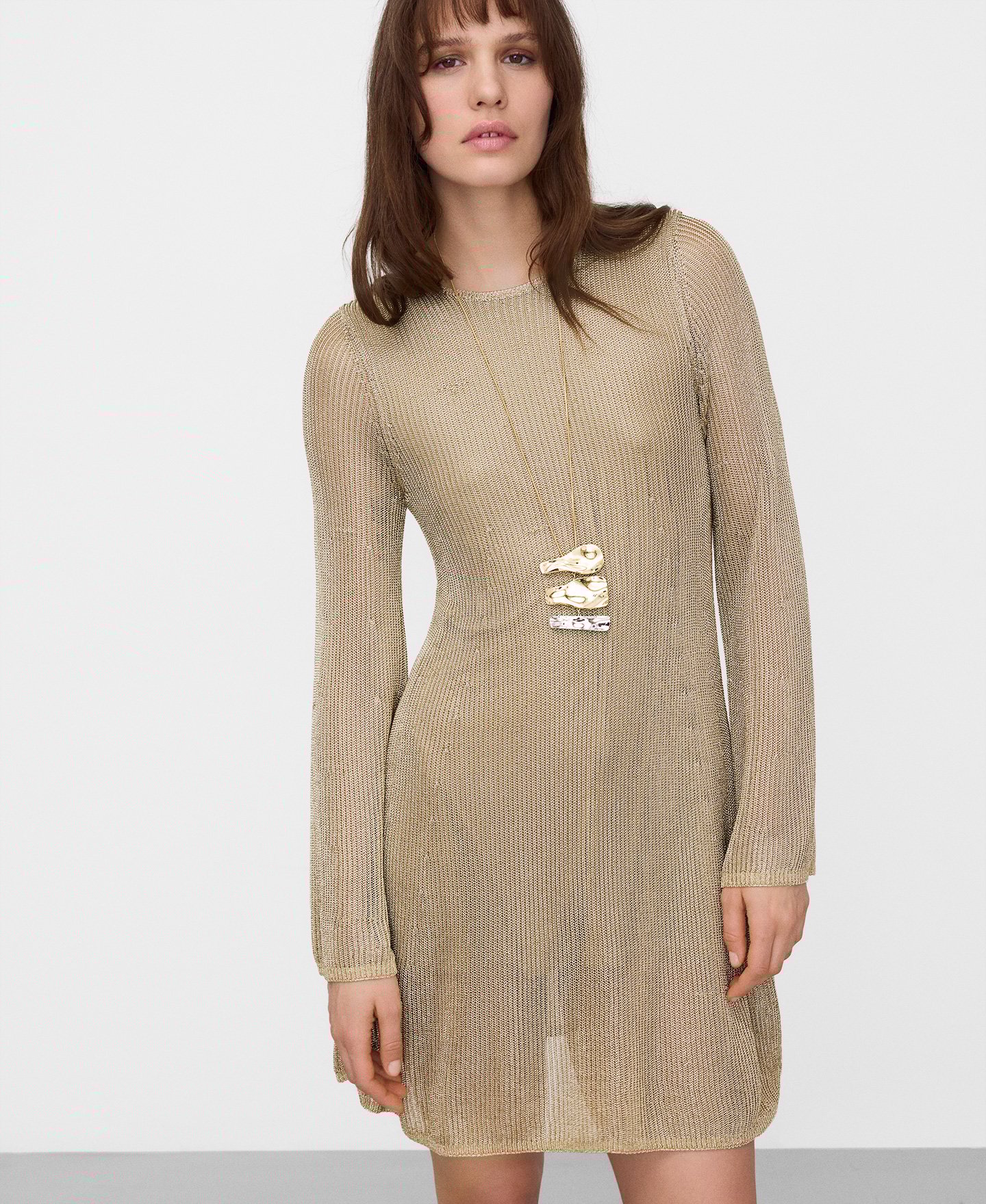 Vestido corto punto metalizado image number 0